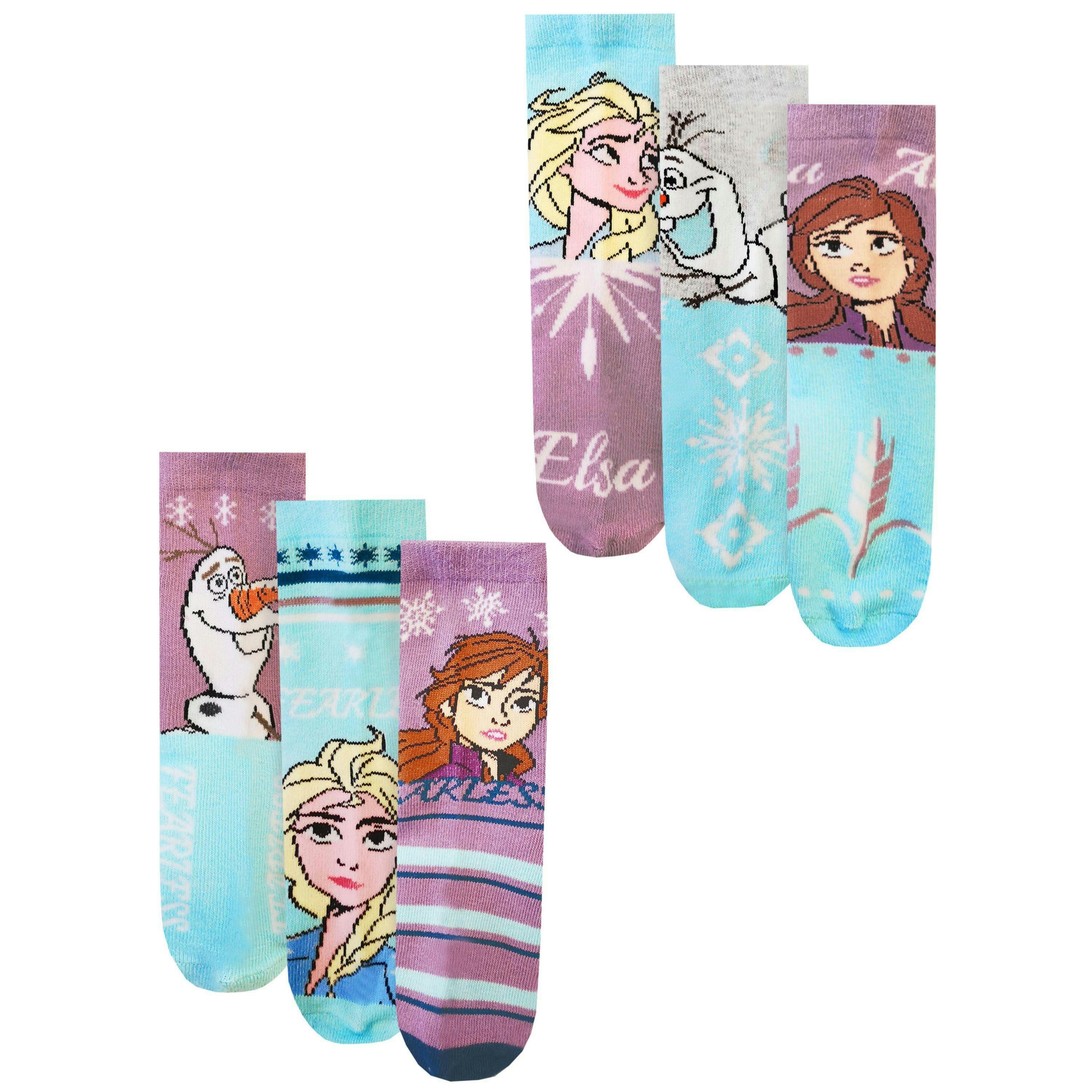 Disney Unisex Kids Blue Frozen Calf Socks Set of 3 by Vanilla Underground , view 1 of 6
