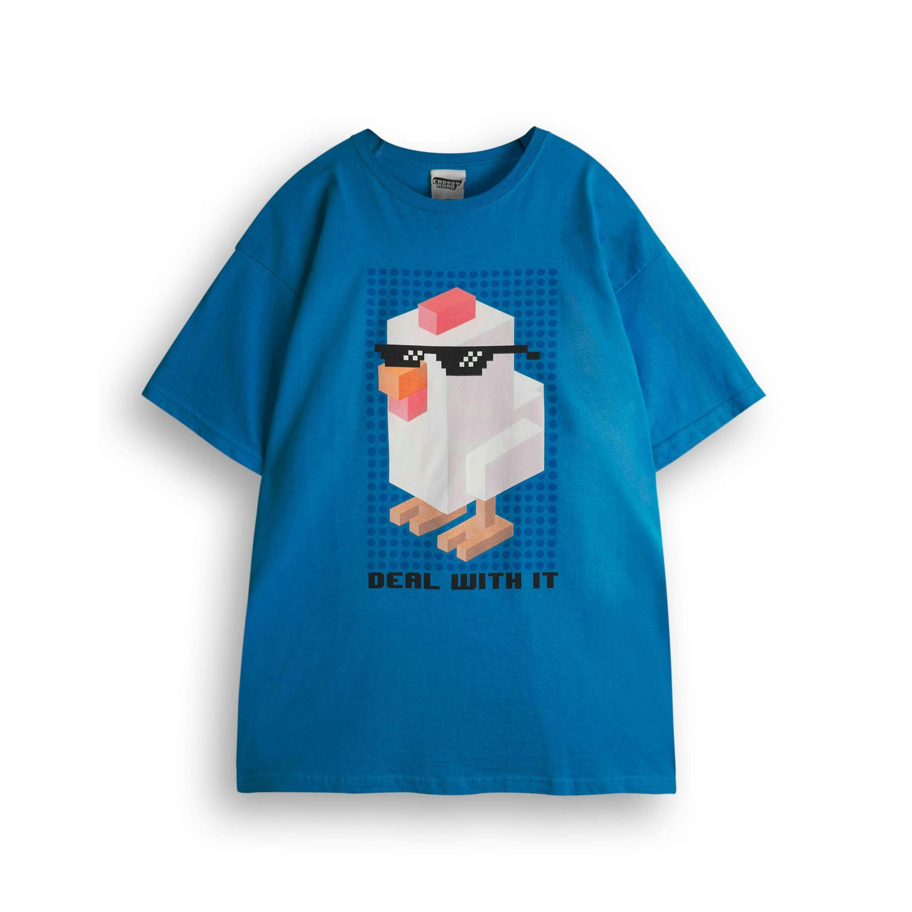 Crossy Road Boys Blue Short Sleeved T-Shirt by Vanilla Underground , view 1 of 6