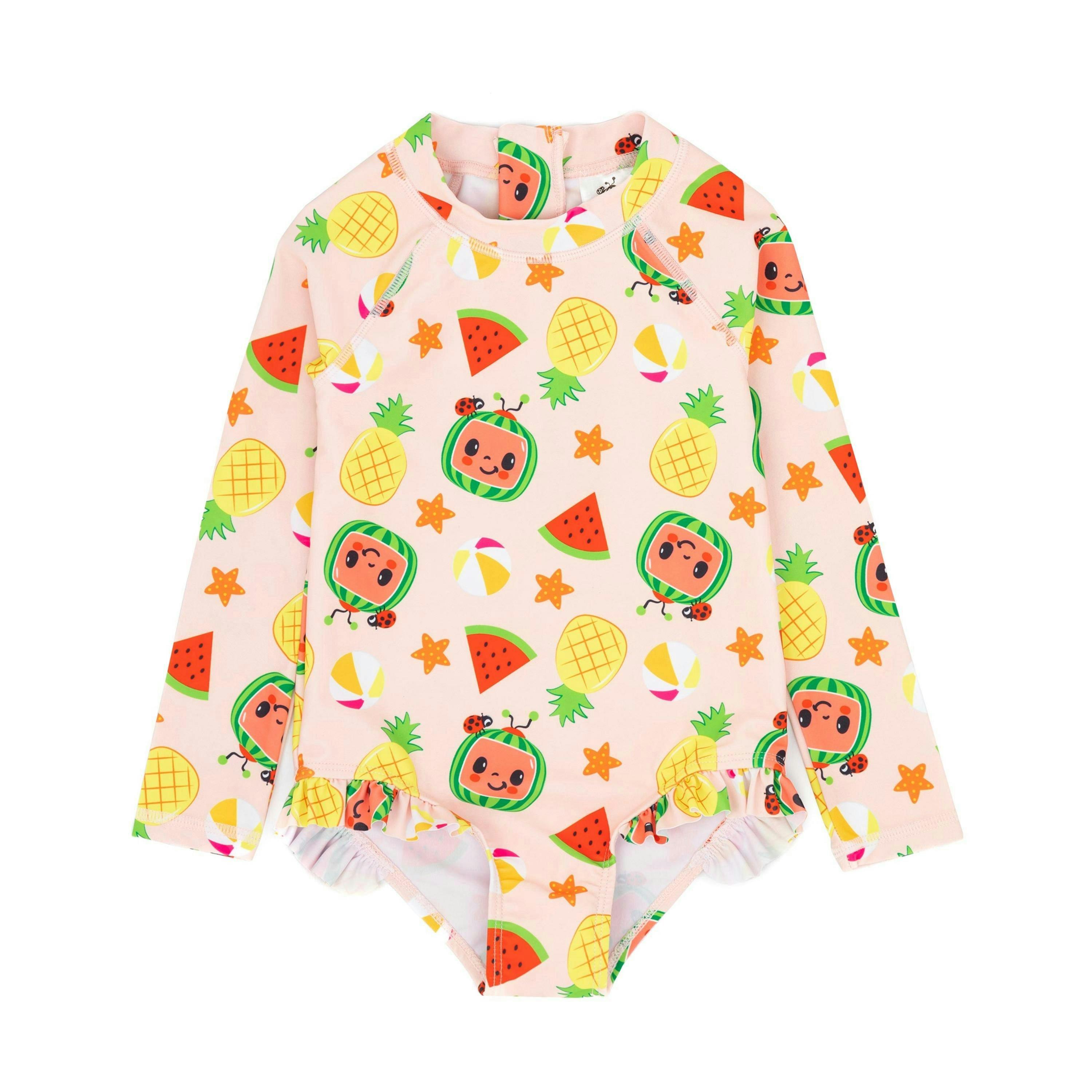 Cocomelon Girls Pink Logo 1 Piece Swimming Costume by Vanilla Underground , view 1 of 6