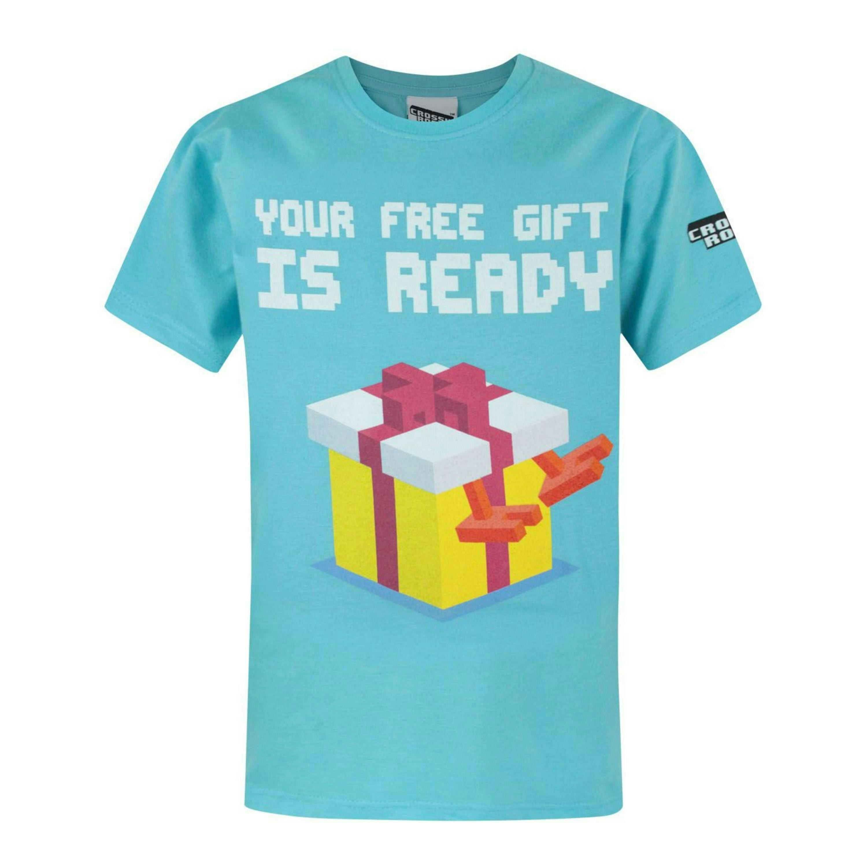 Crossy Road Boys Blue Free Gift Placement Print Short Sleeved T-Shirt by Vanilla Underground , view 1 of 1