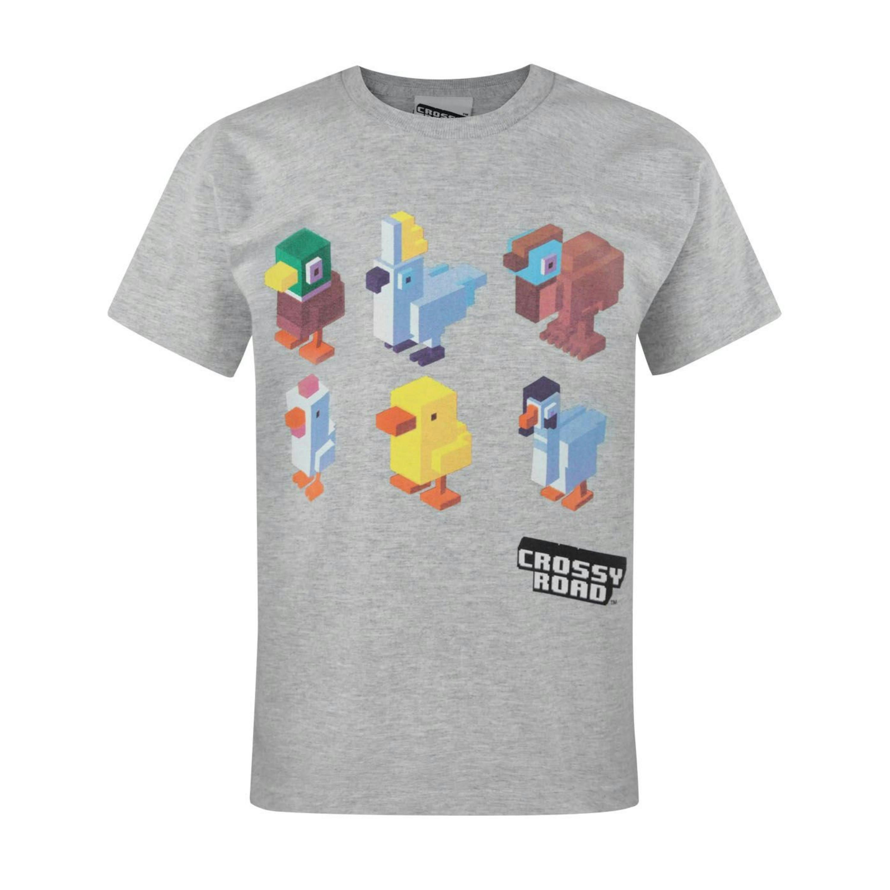 Crossy Road Boys Grey Chracters Short Sleeved T-Shirt by Vanilla Underground , view 1 of 3