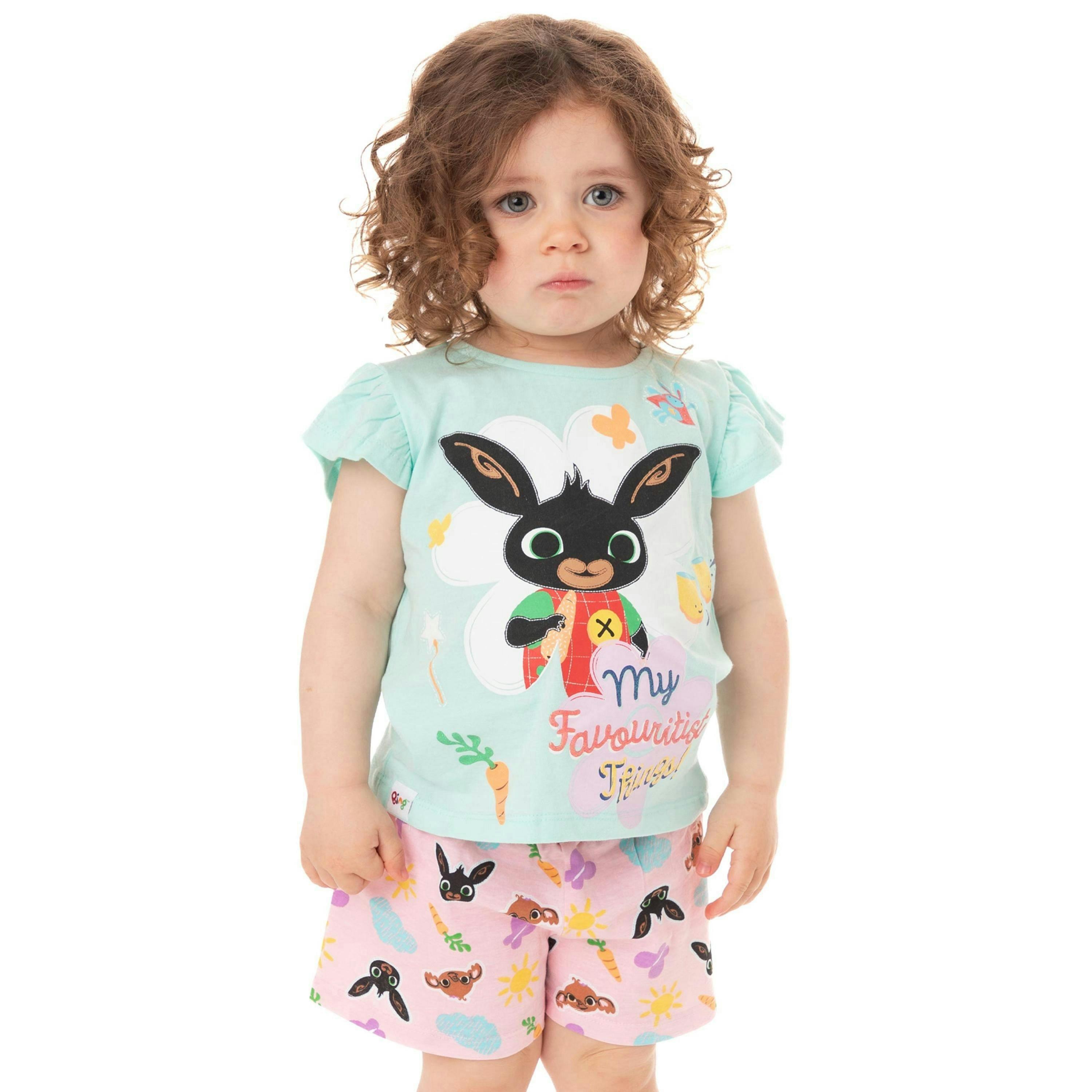 Bing Bunny Girls Blue Bing Short Sleeve Short Leg Pyjama Set by Vanilla Underground , view 1 of 5