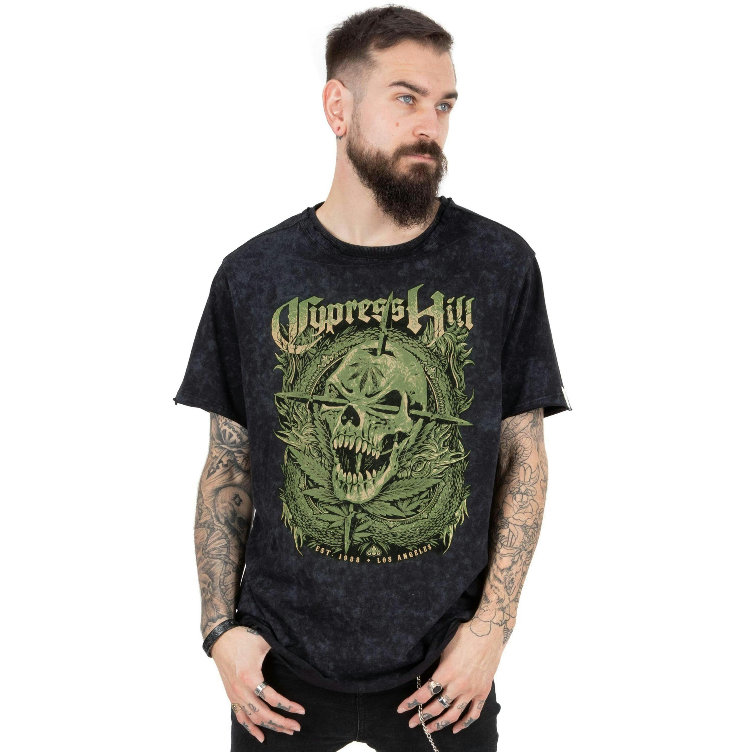 Cypress Hill Mens Black Band Logo Short Sleeved T-Shirt by Vanilla Underground , view 1 of 6