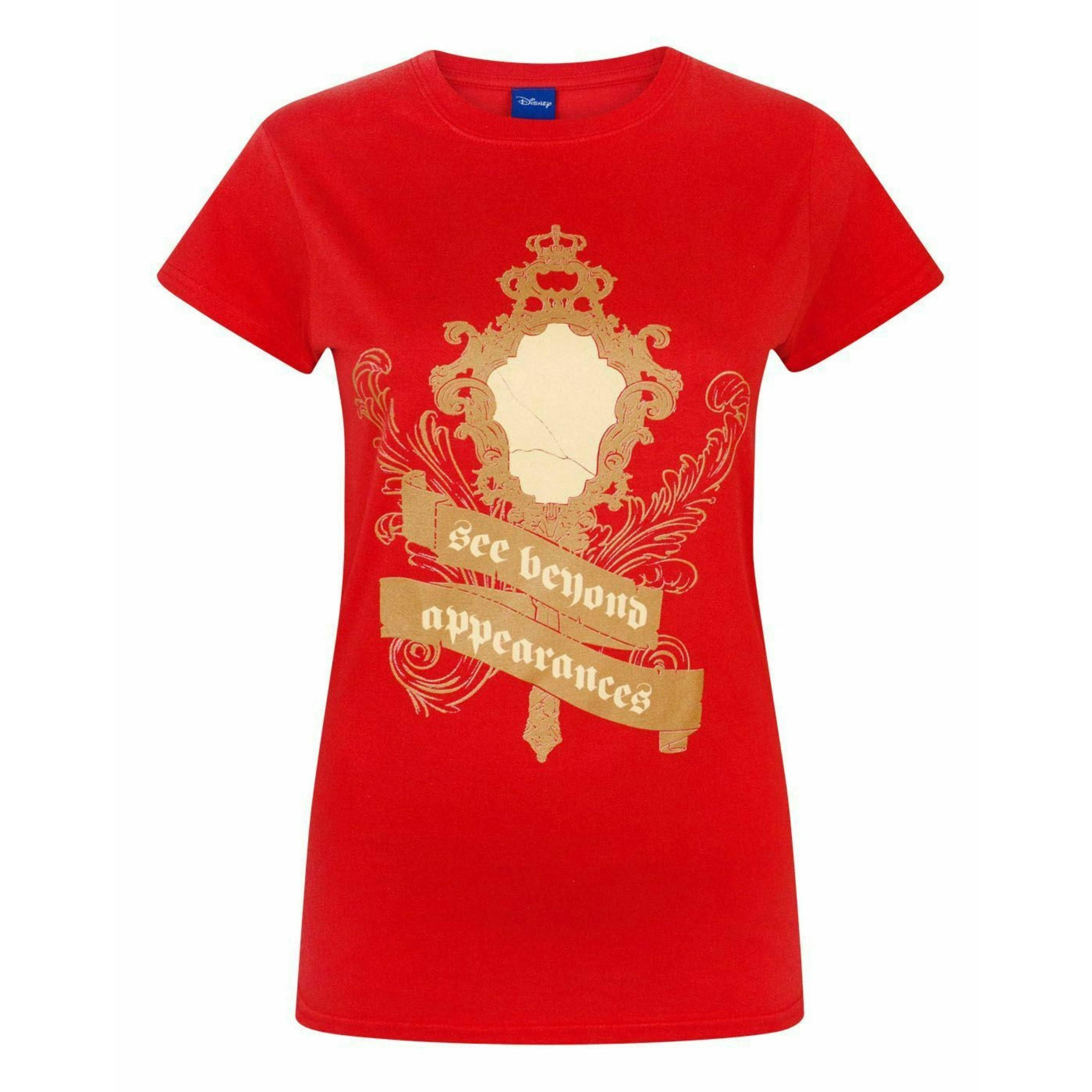 Disney Womens Red Enchatned Mirror Short Sleeved T-Shirt by Vanilla Underground , view 1 of 4