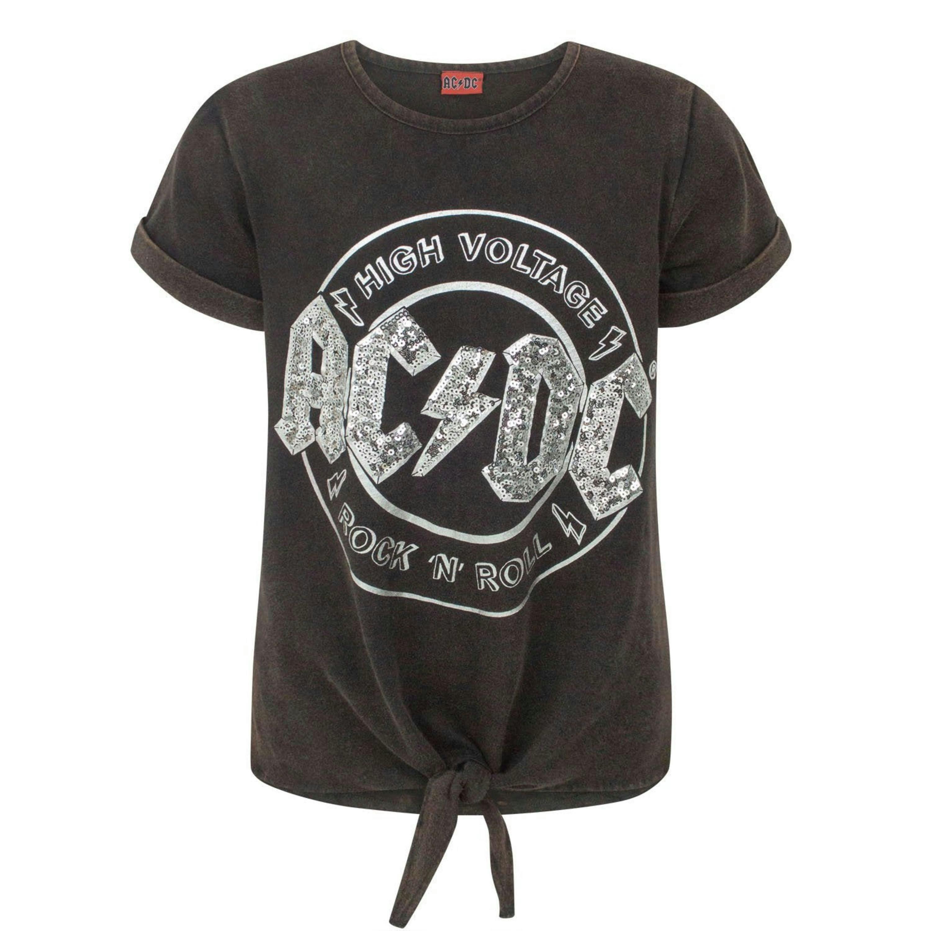 AC/DC Girls Grey Short Sleeved T-Shirt by Vanilla Underground , view 1 of 1