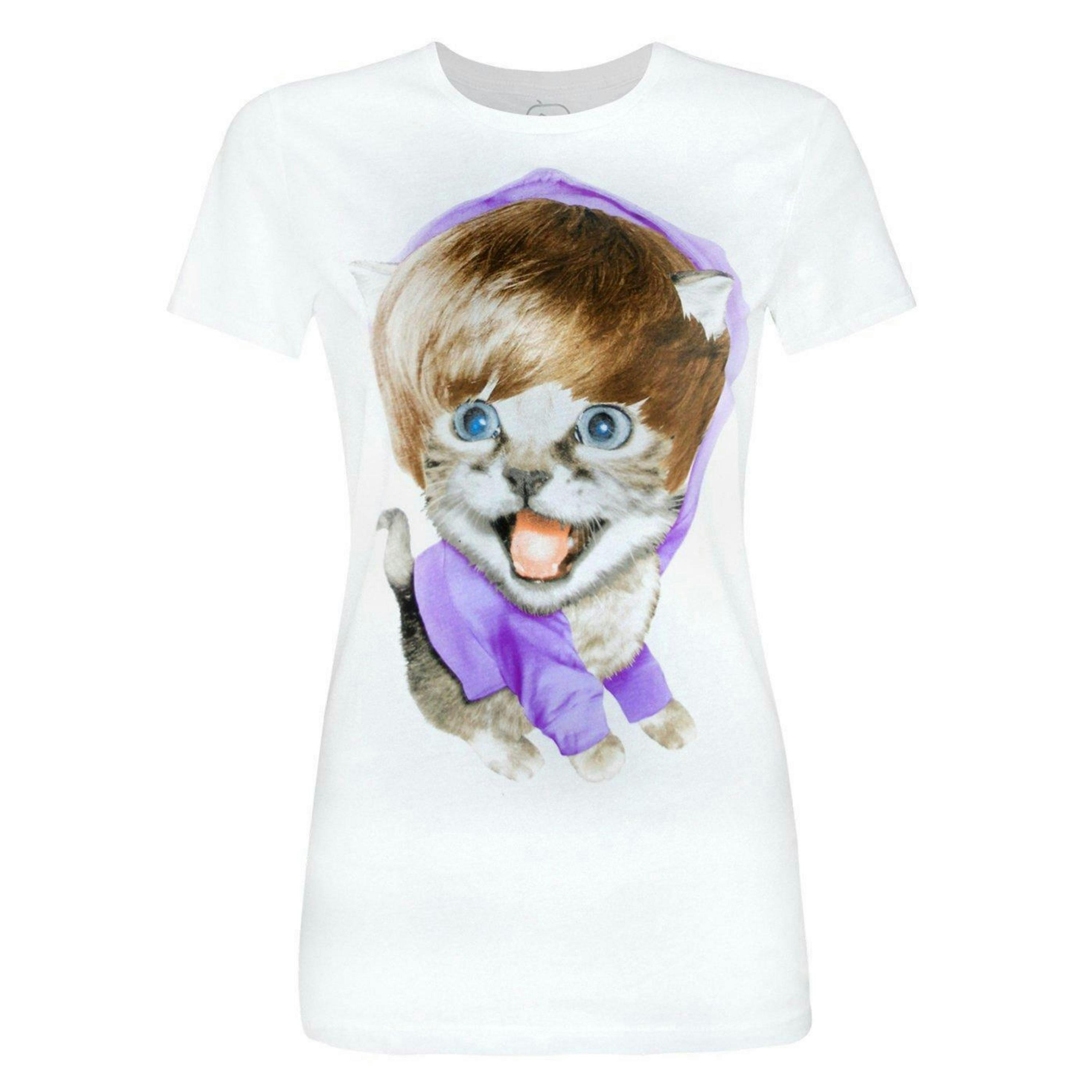 Goodie Two Sleeves Womens White Baby Meow Short Sleeved T-Shirt by Vanilla Underground , view 1 of 4