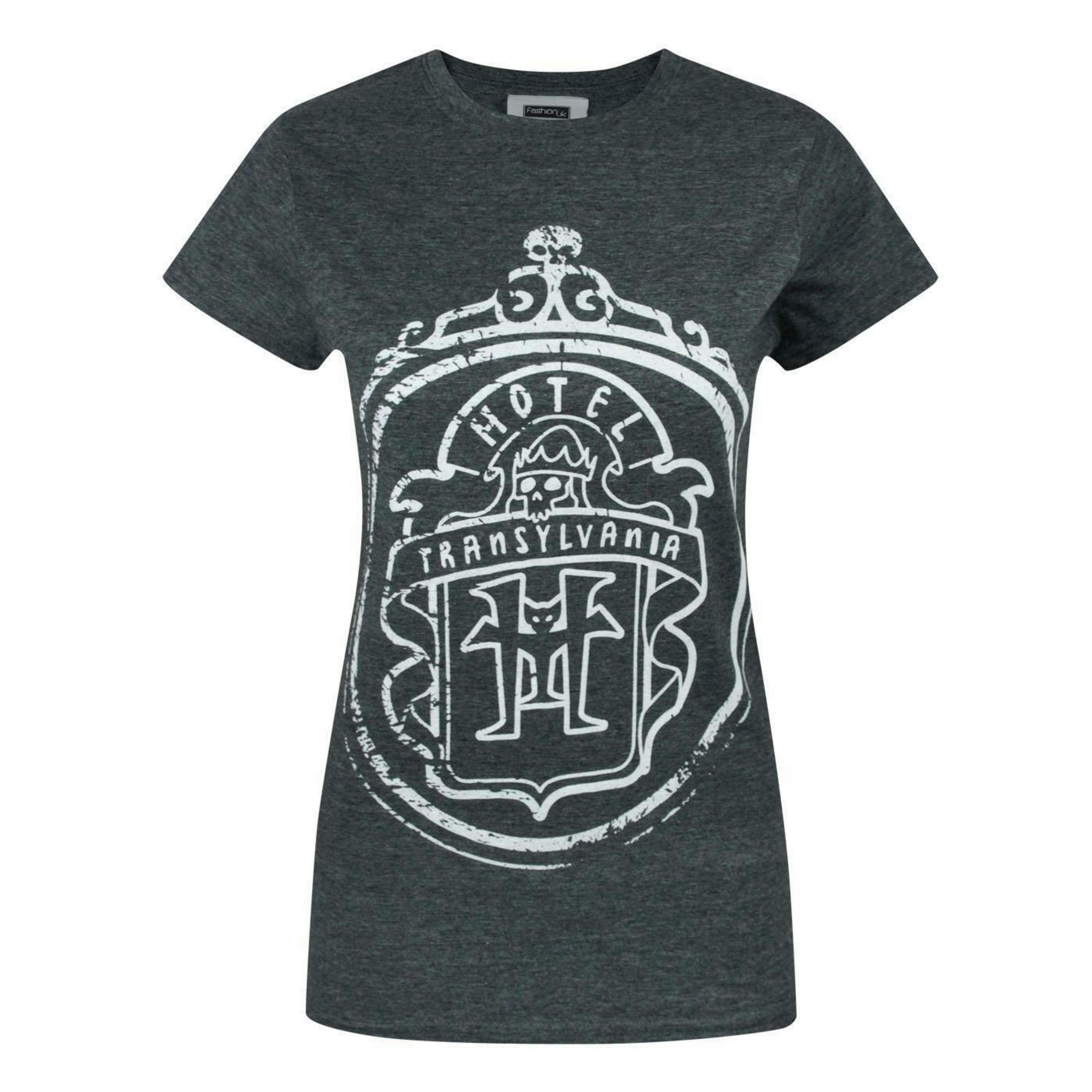Hotel Transylvania Womens Grey Logo Short Sleeved T-Shirt by Vanilla Underground , view 1 of 4