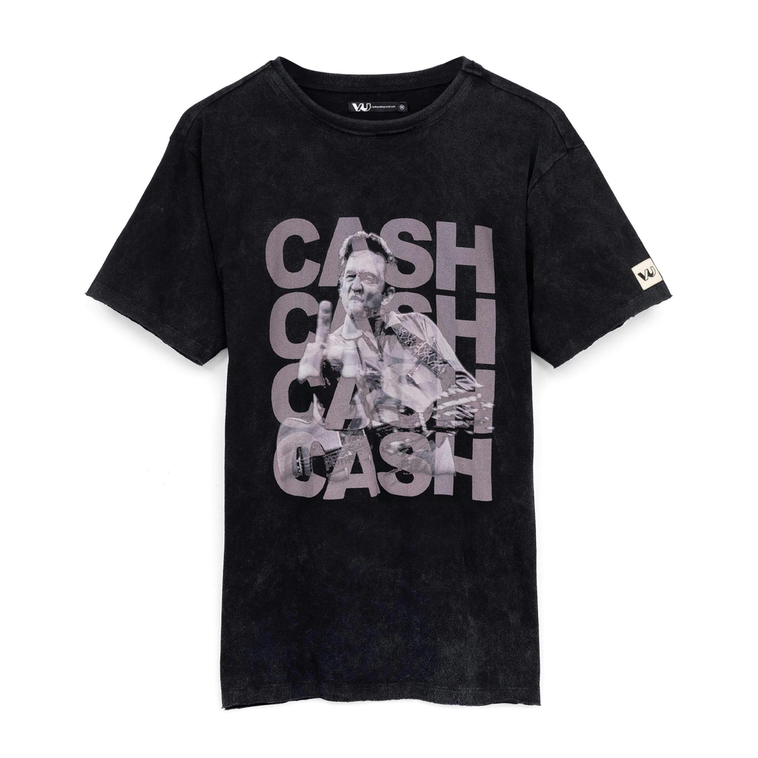 Johnny Cash Mens Black Character Short Sleeved T-Shirt by Vanilla Underground , view 1 of 5