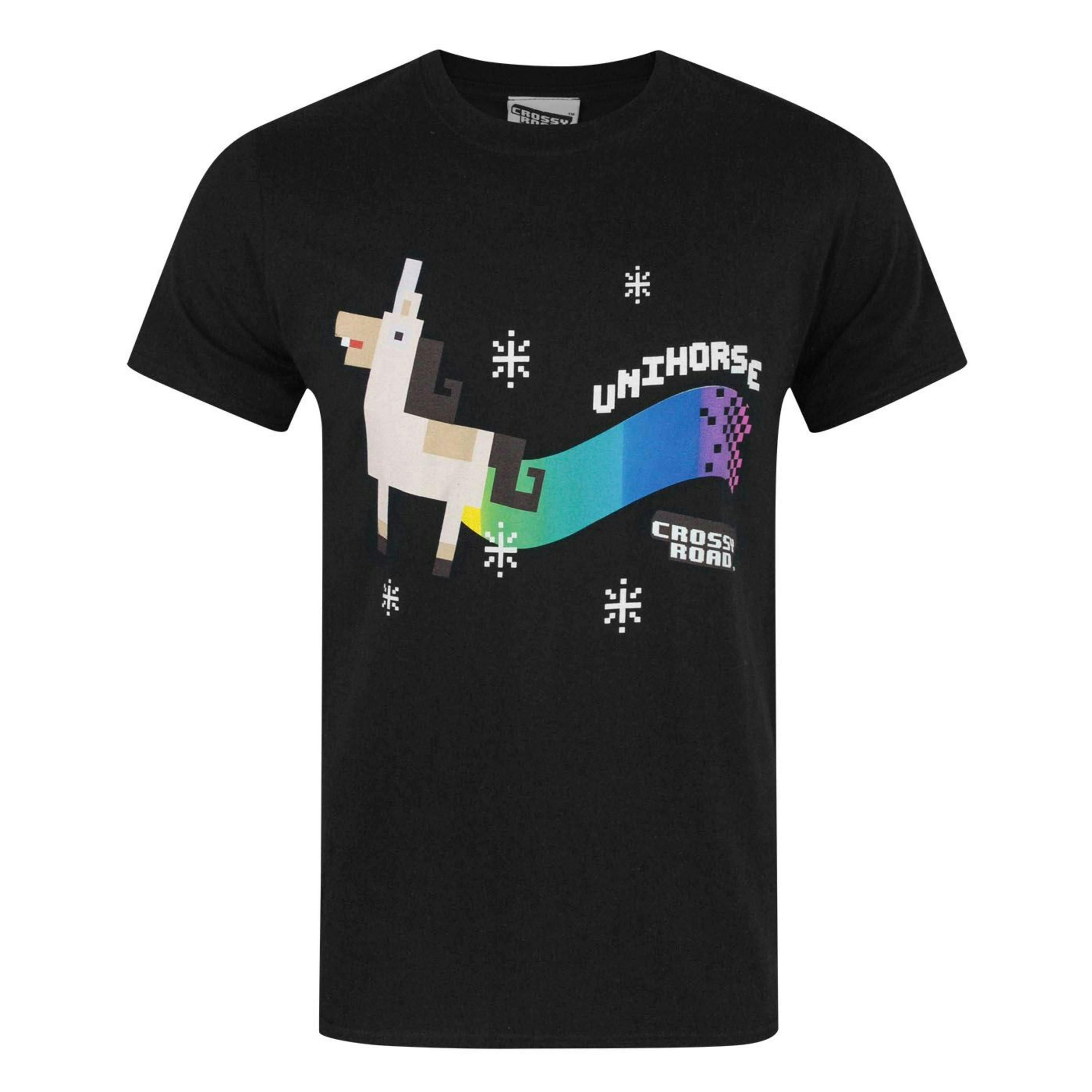 Crossy Road Mens Black Unihorse Short Sleeved T-Shirt by Vanilla Underground , view 1 of 1