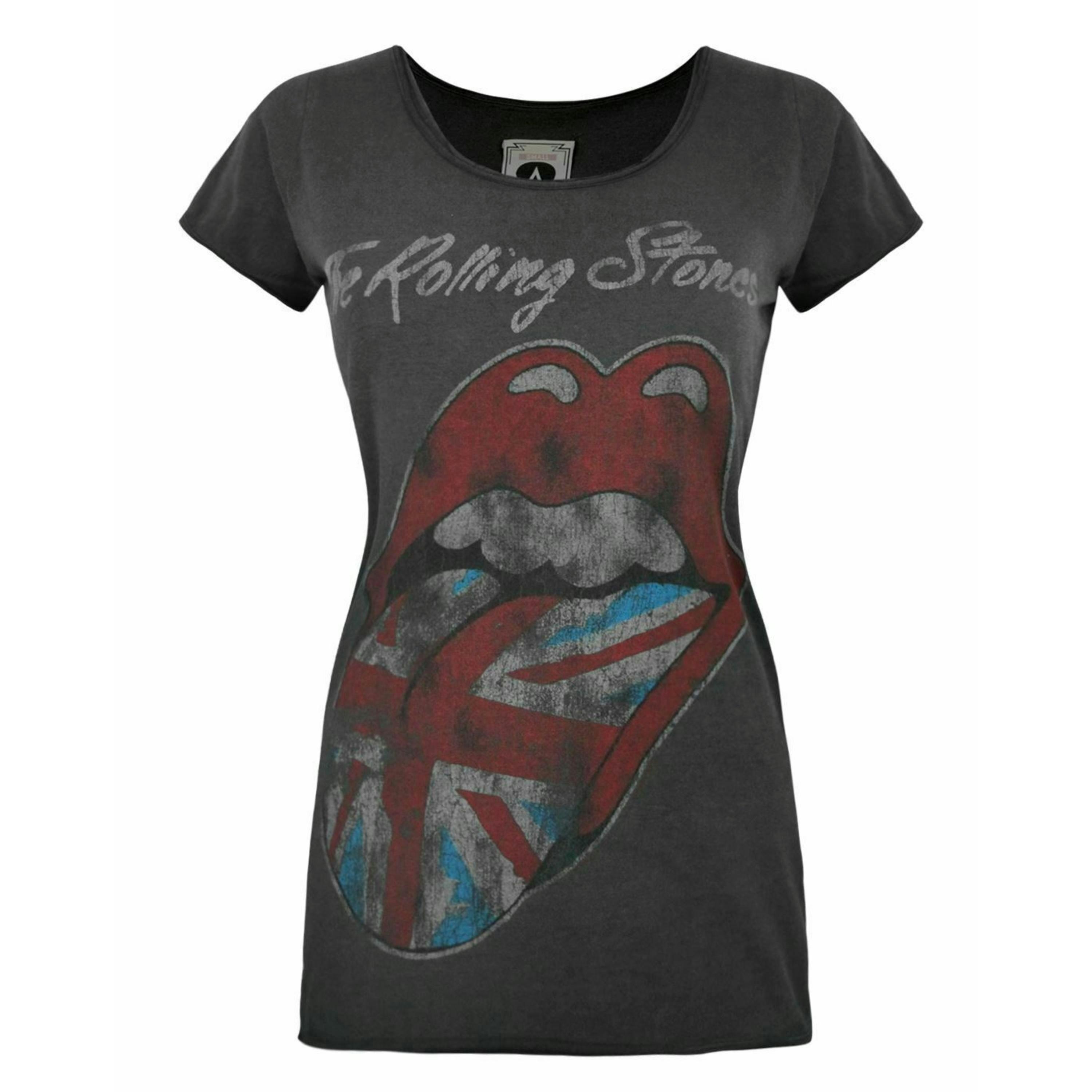 Amplified Clothing Womens Grey Rolling Stones Uk Logo Short Sleeved T-Shirt by Vanilla Underground , view 1 of 1