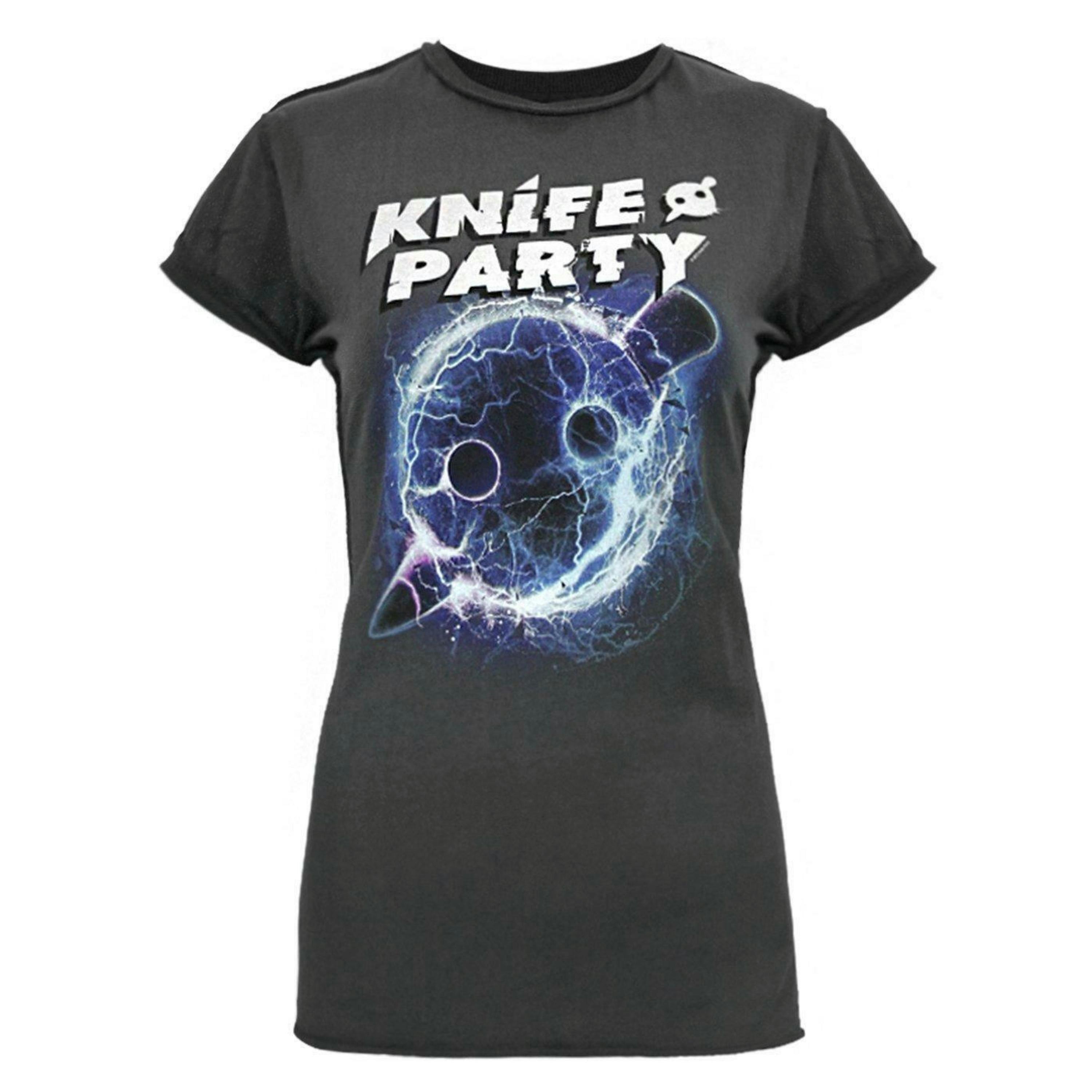Amplified Clothing Womens Grey Knife Party Artwork Short Sleeved T-Shirt by Vanilla Underground , view 1 of 4