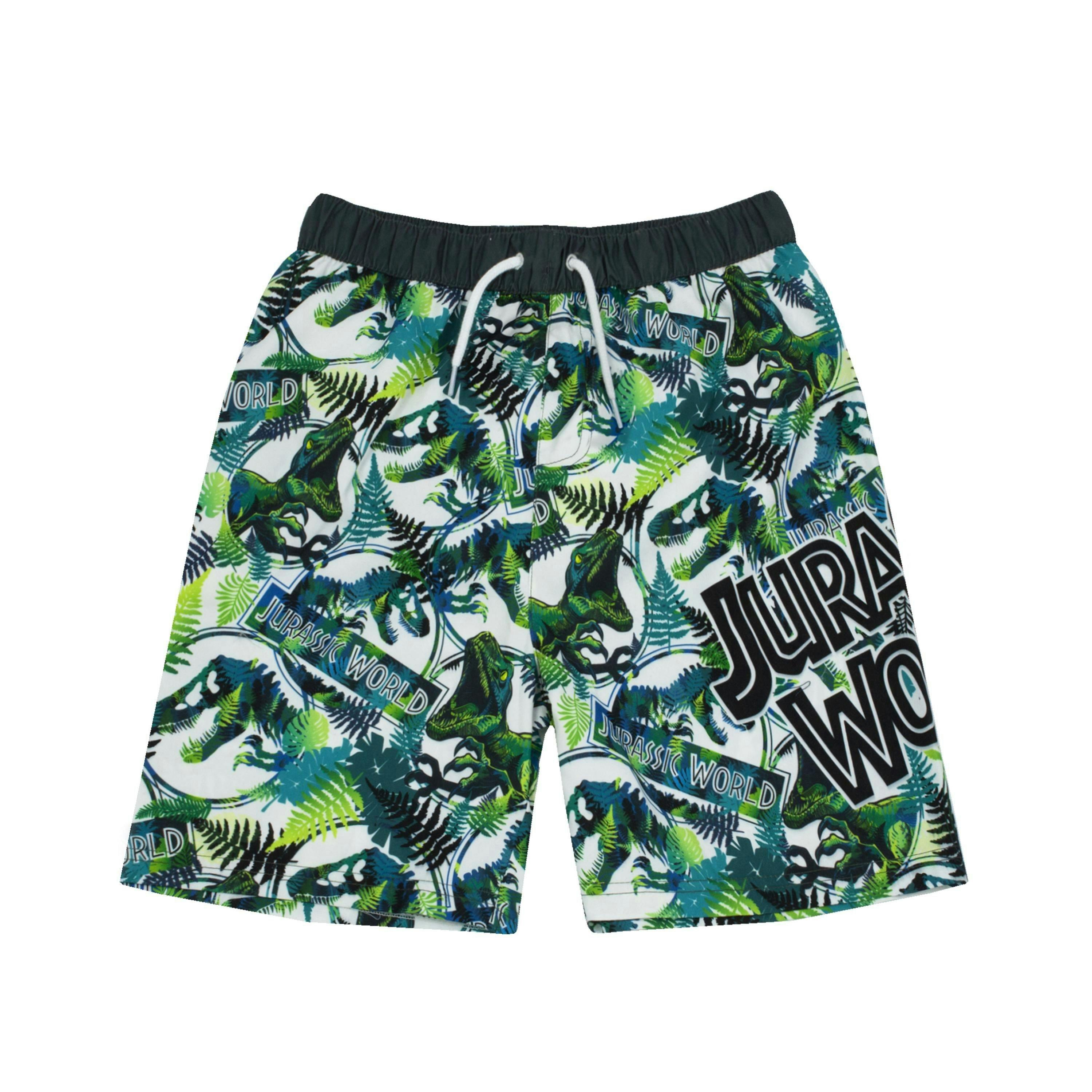 Jurassic World Boys Green Logo Mock Drawstring Swim Shorts by Vanilla Underground , view 1 of 5