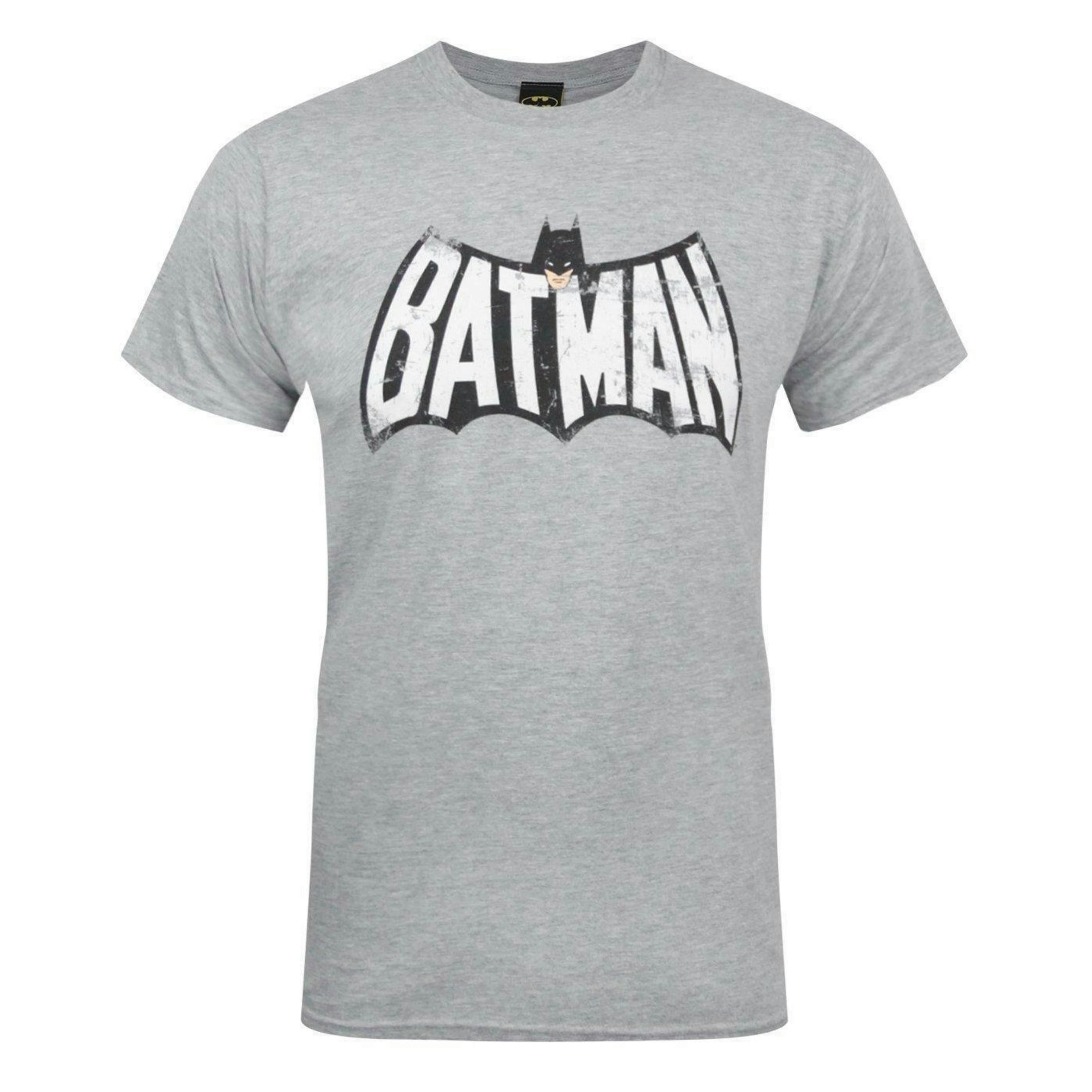 DC Comics Mens Grey Batman Retro Logo Short Sleeved T-Shirt by Vanilla Underground , view 1 of 4