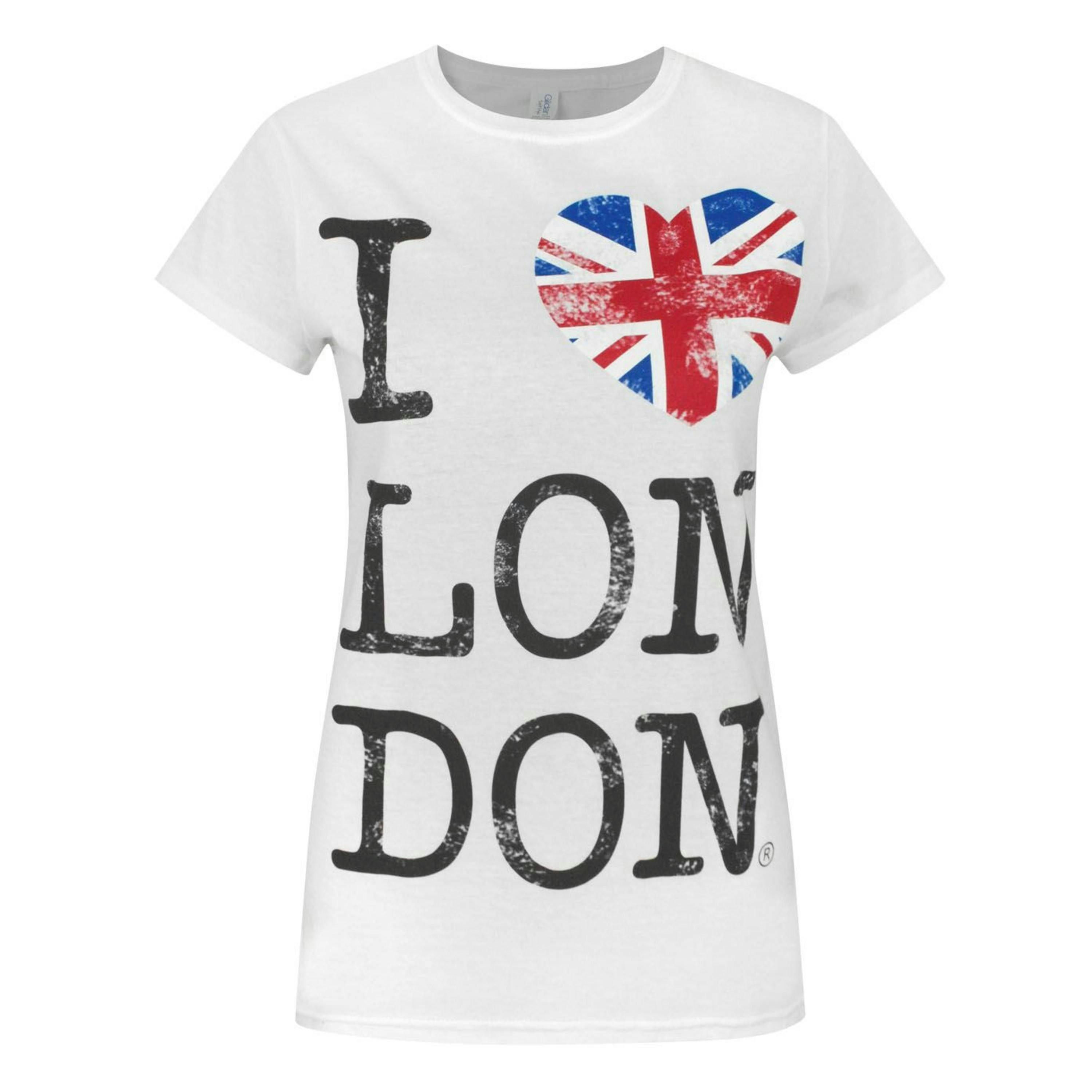 I Love London Womens White I Love London Text Short Sleeved T-Shirt by Vanilla Underground , view 1 of 3