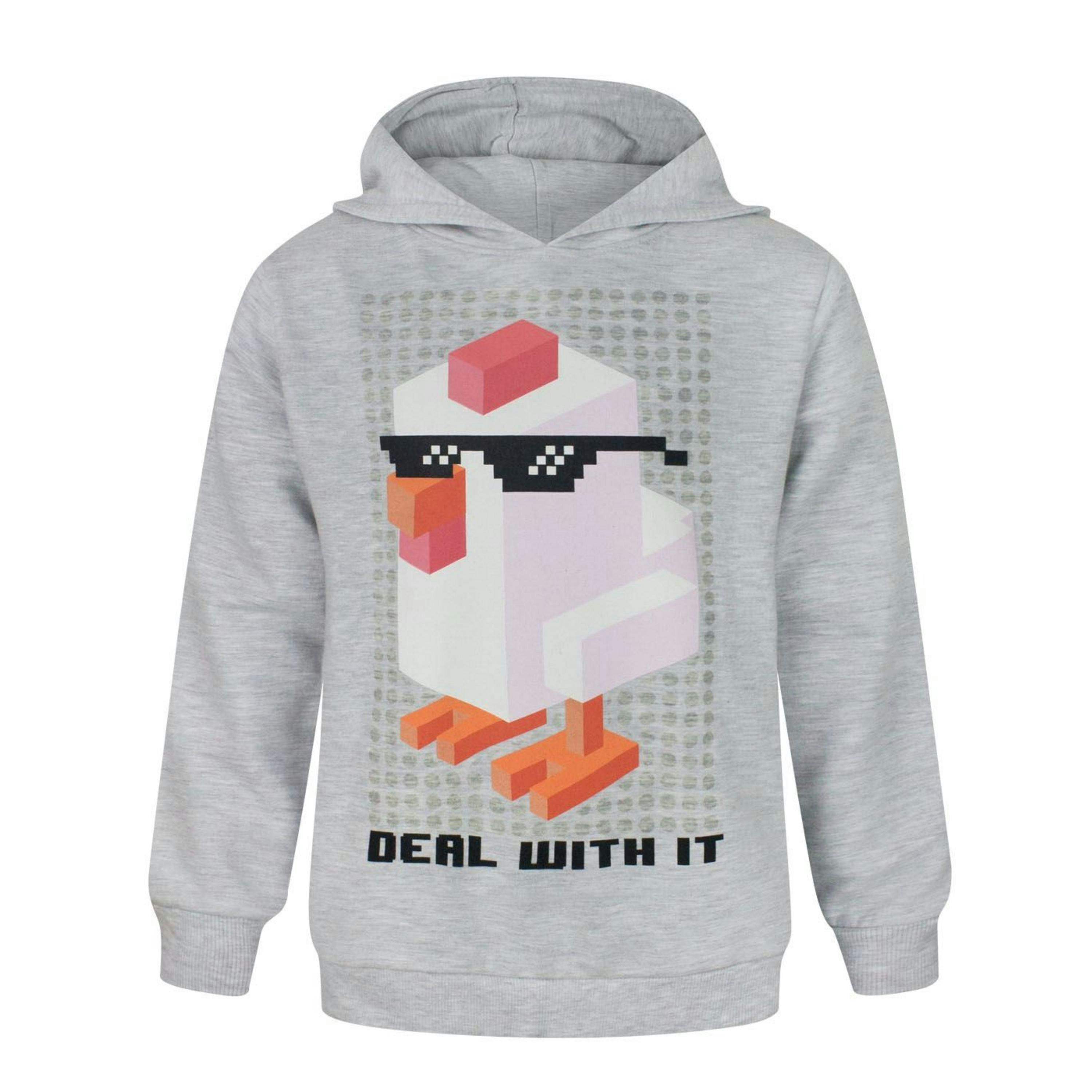 Crossy Road Unisex Kids Grey Deal With It Grey Hoodie by Vanilla Underground , view 1 of 2