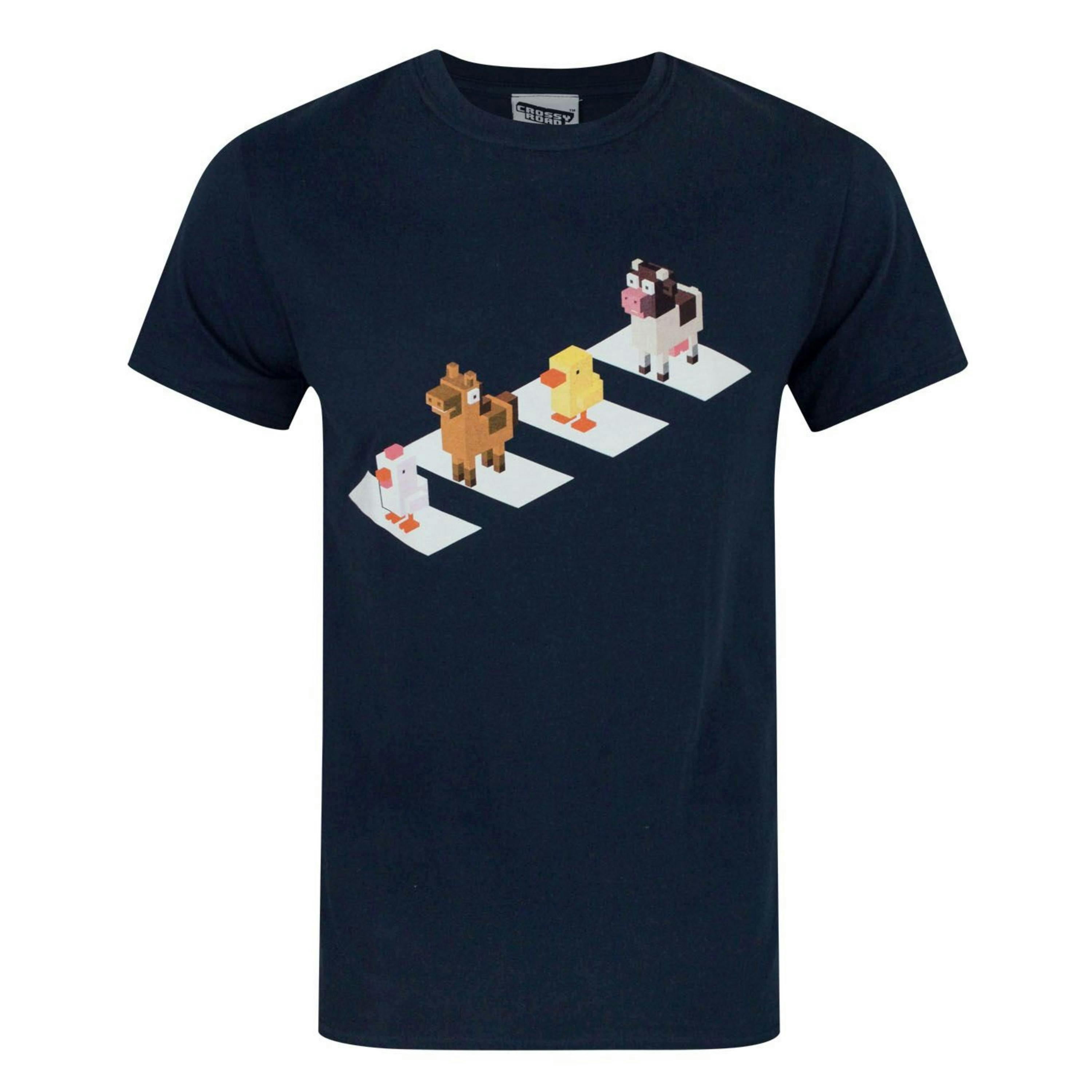 Crossy Road Mens Blue Crossing Short Sleeved T-Shirt by Vanilla Underground , view 1 of 1