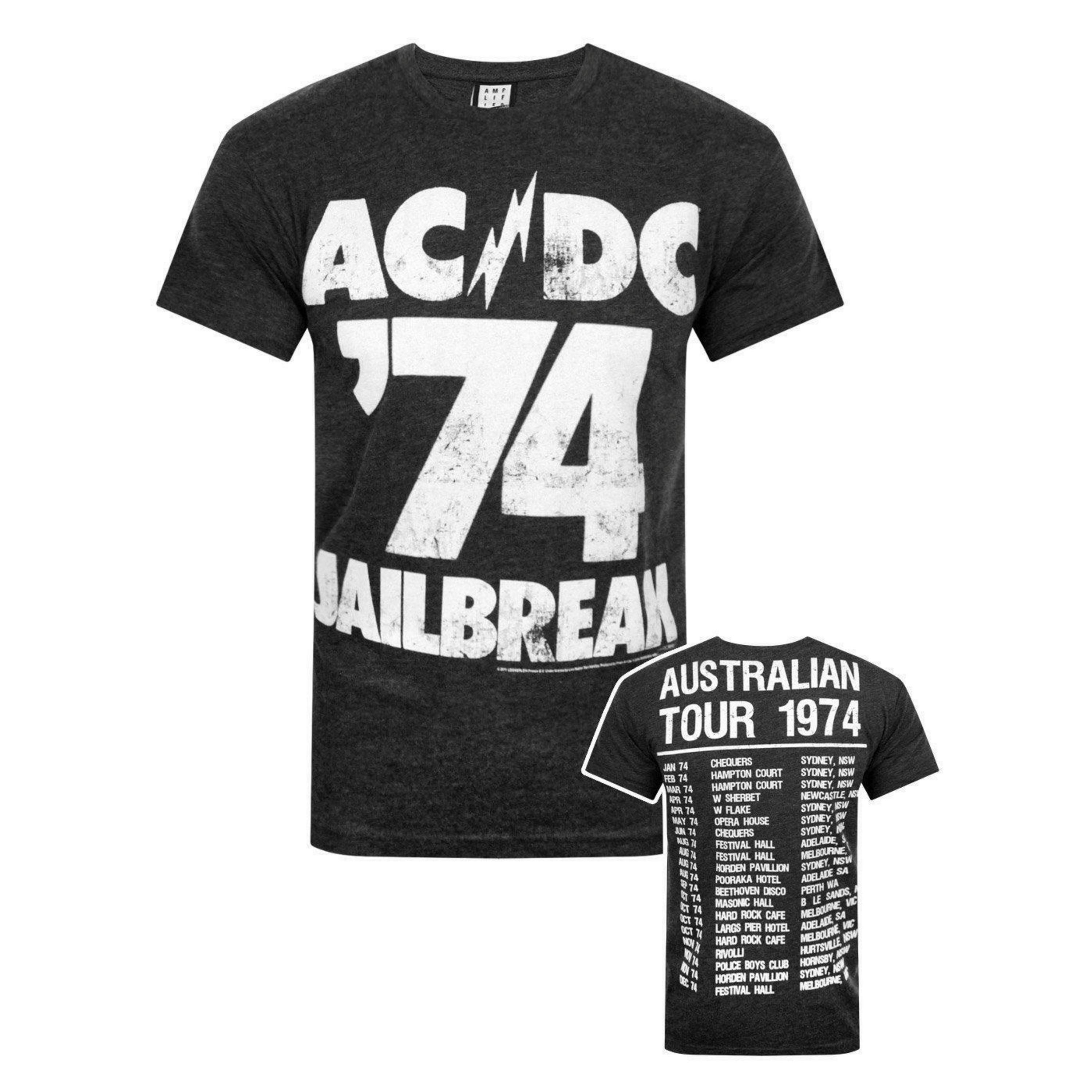 Amplified Clothing Mens Black Ac/Dc Jailbreak 74 Short Sleeved T-Shirt by Vanilla Underground , view 1 of 4