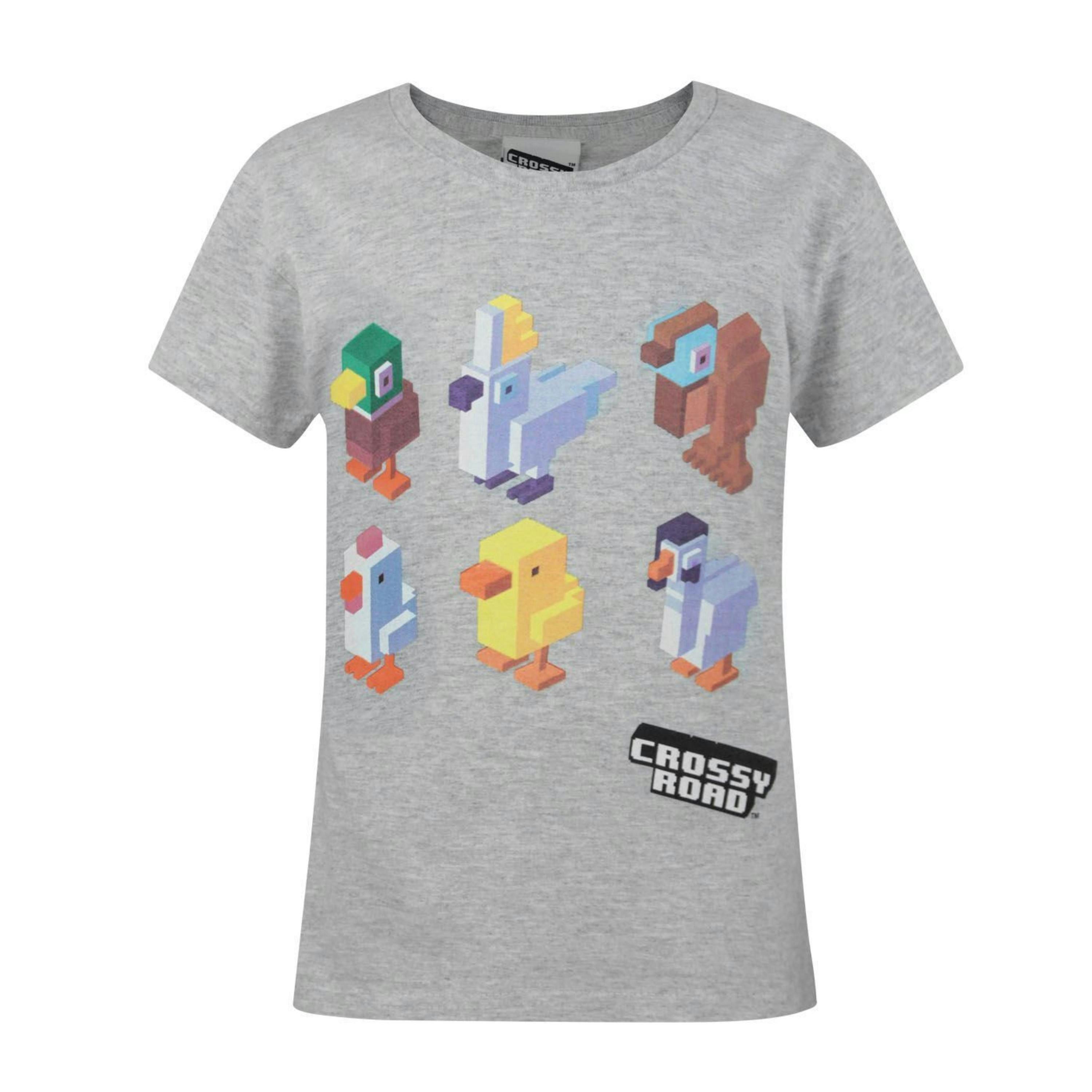 Crossy Road Girls Grey Short Sleeved T-Shirt by Vanilla Underground , view 1 of 3