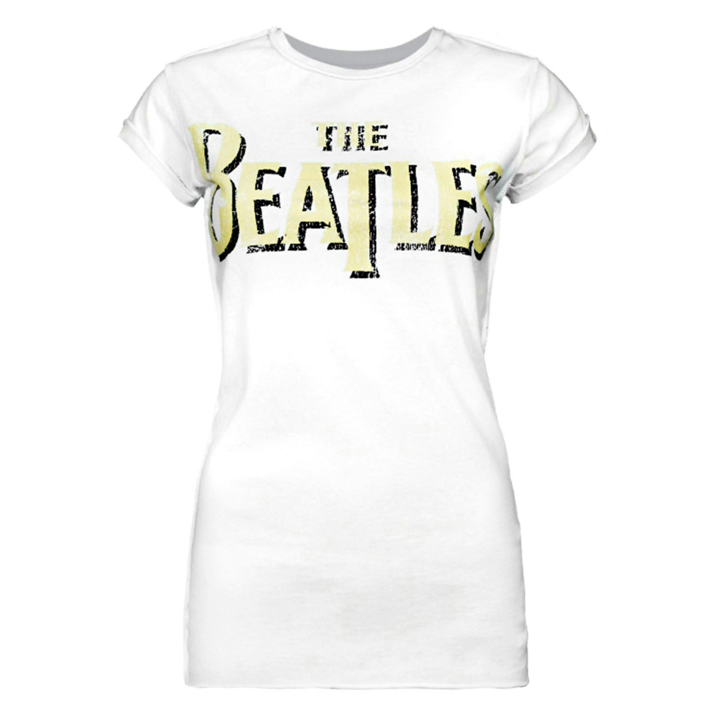 Amplified Clothing Womens White The Beatles Logo Short Sleeved T-Shirt by Vanilla Underground , view 1 of 3