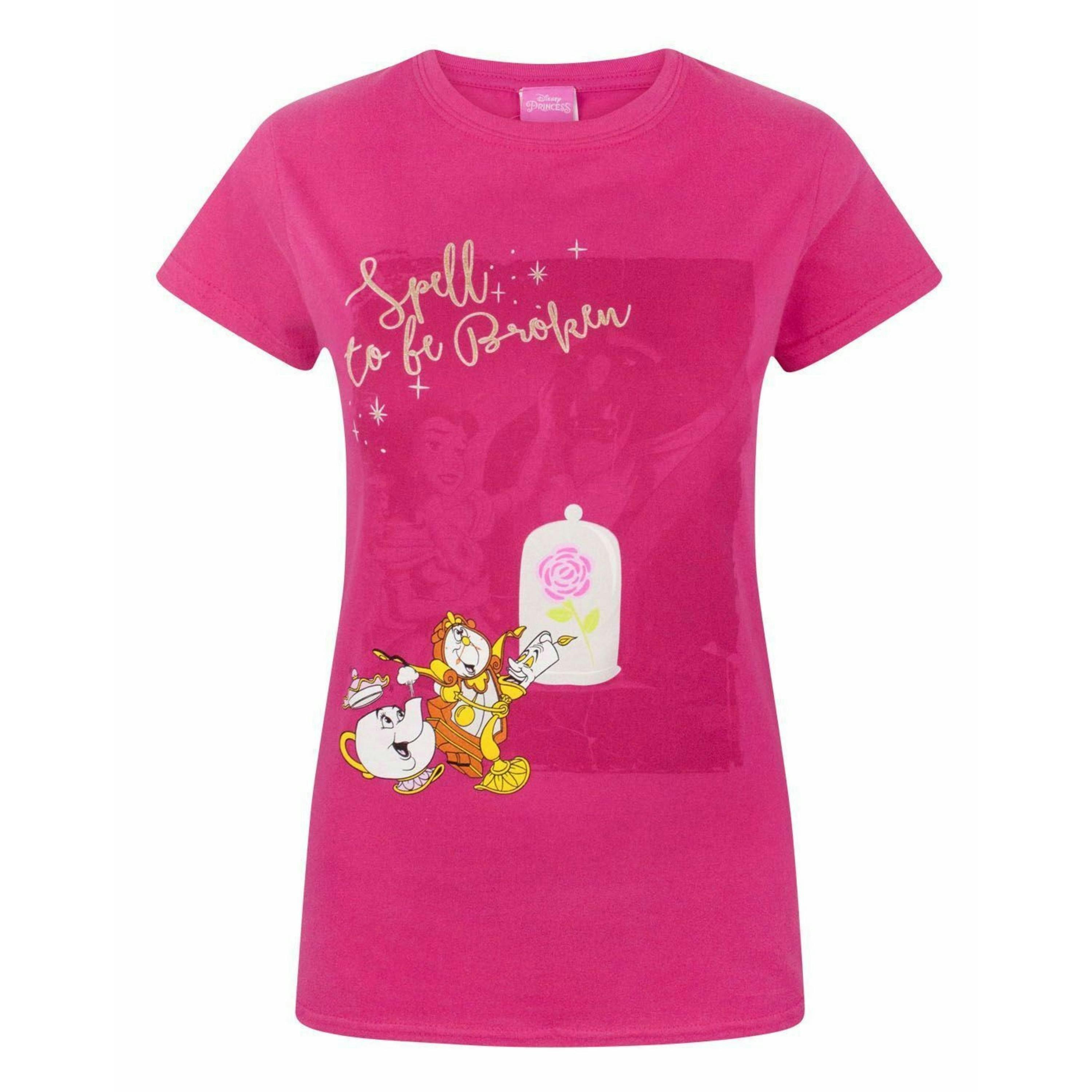 Disney Womens Pink Beauty and the Beast Short Sleeved T-Shirt by Vanilla Underground , view 1 of 4