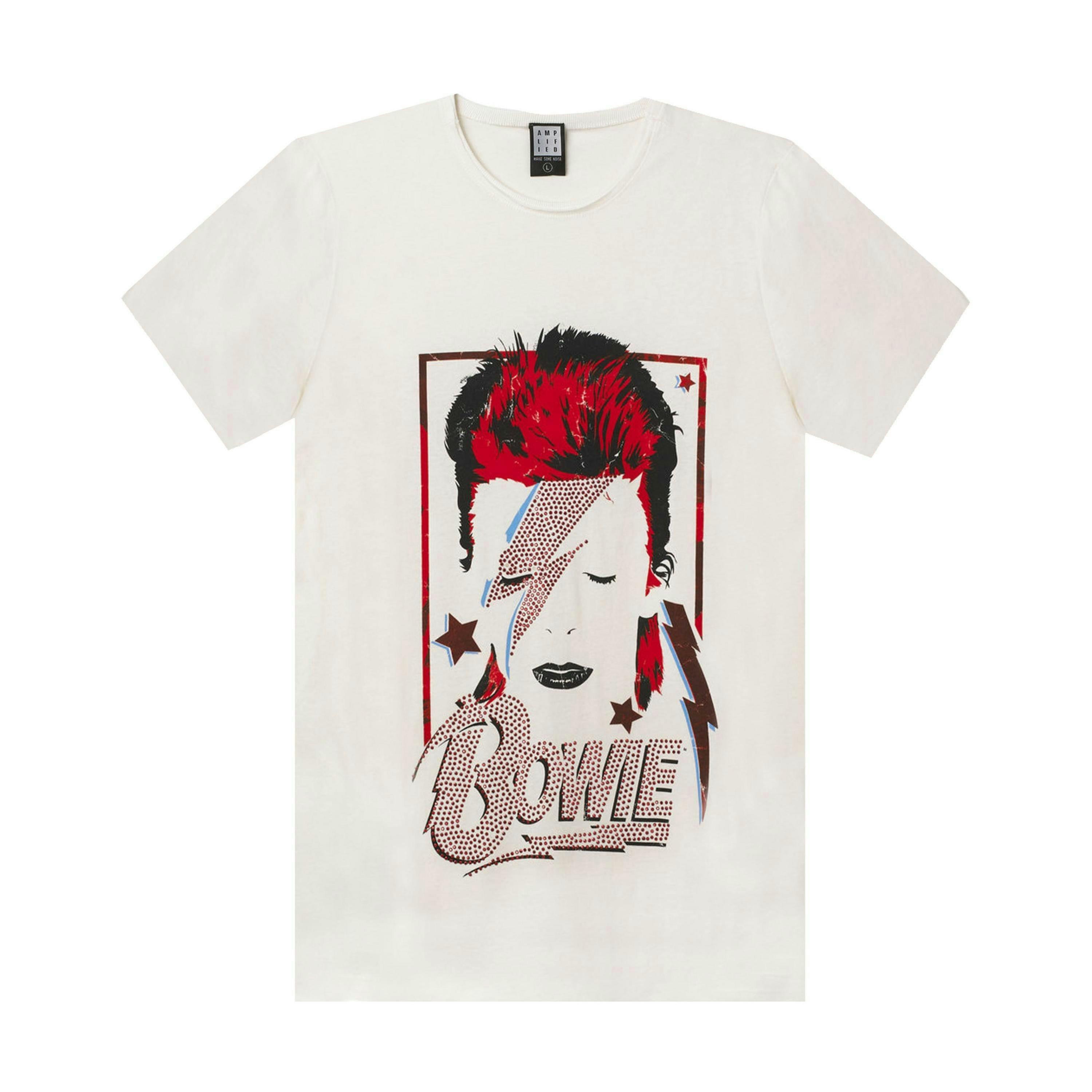 Amplified Clothing Mens White David Bowie Short Sleeved T-Shirt by Vanilla Underground , view 1 of 4