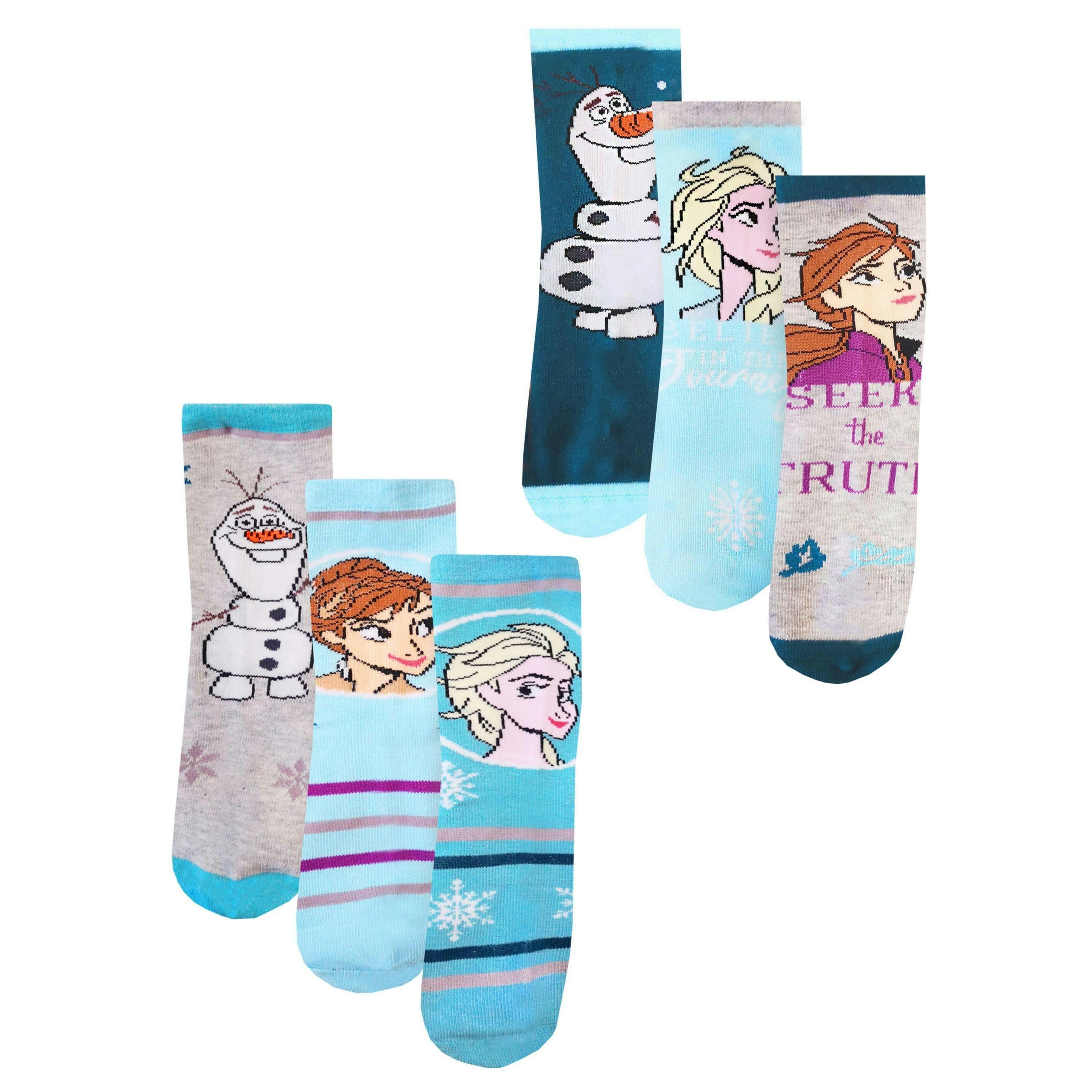 Disney Unisex Kids Blue Anna, Elsa, Olaf Calf Socks Set of 3 by Vanilla Underground , view 1 of 3