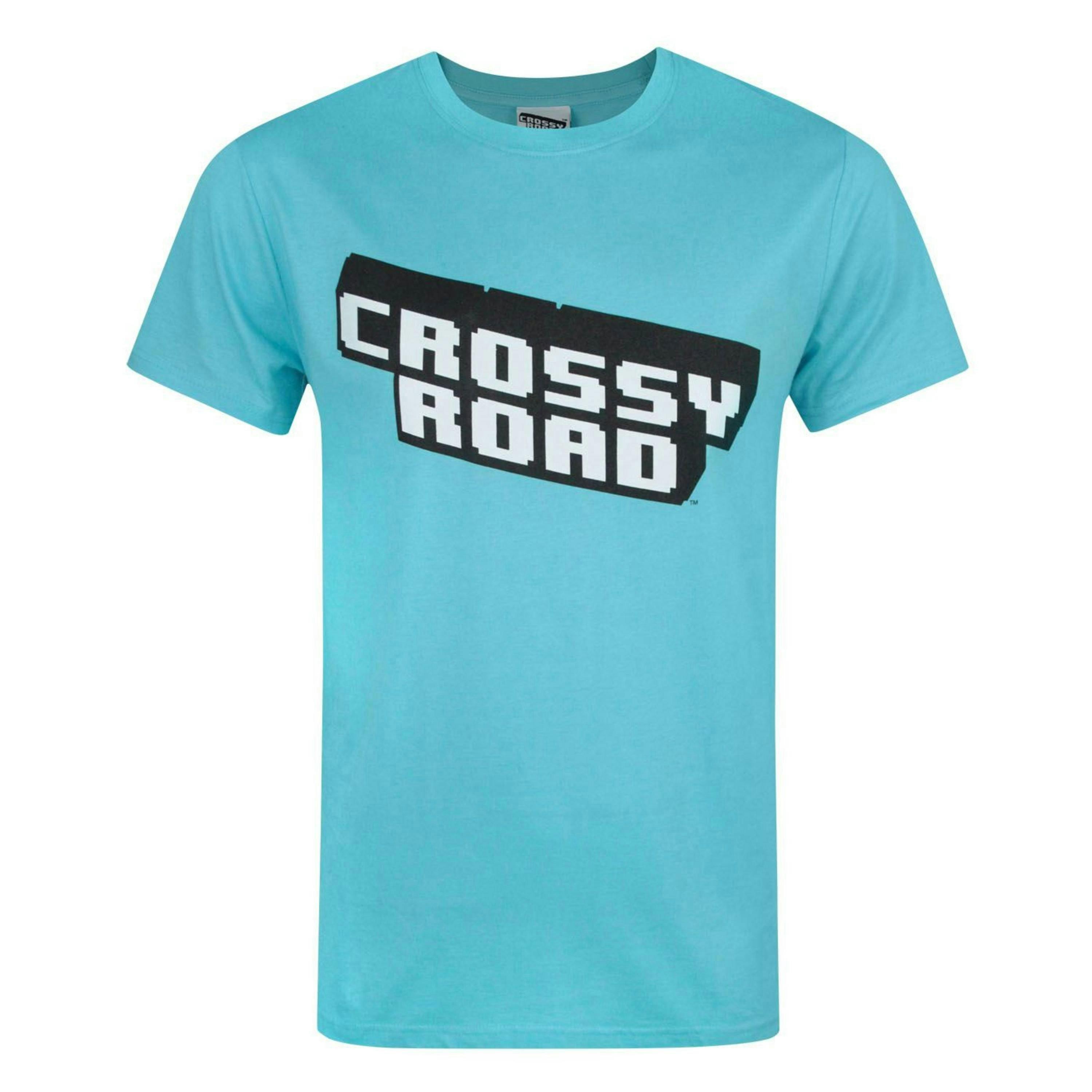 Crossy Road Mens Blue Logo Short Sleeved T-Shirt by Vanilla Underground , view 1 of 1