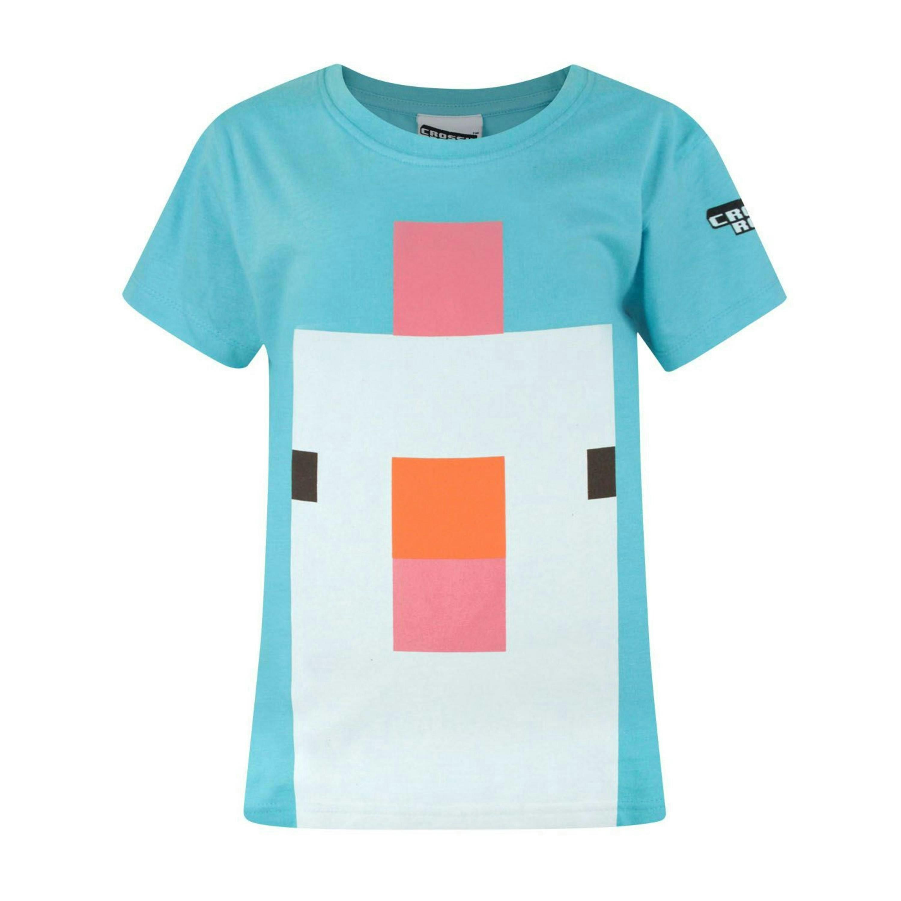 Crossy Road Girls Blue Crossy Road Chicken Short Sleeved T-Shirt by Vanilla Underground , view 1 of 1