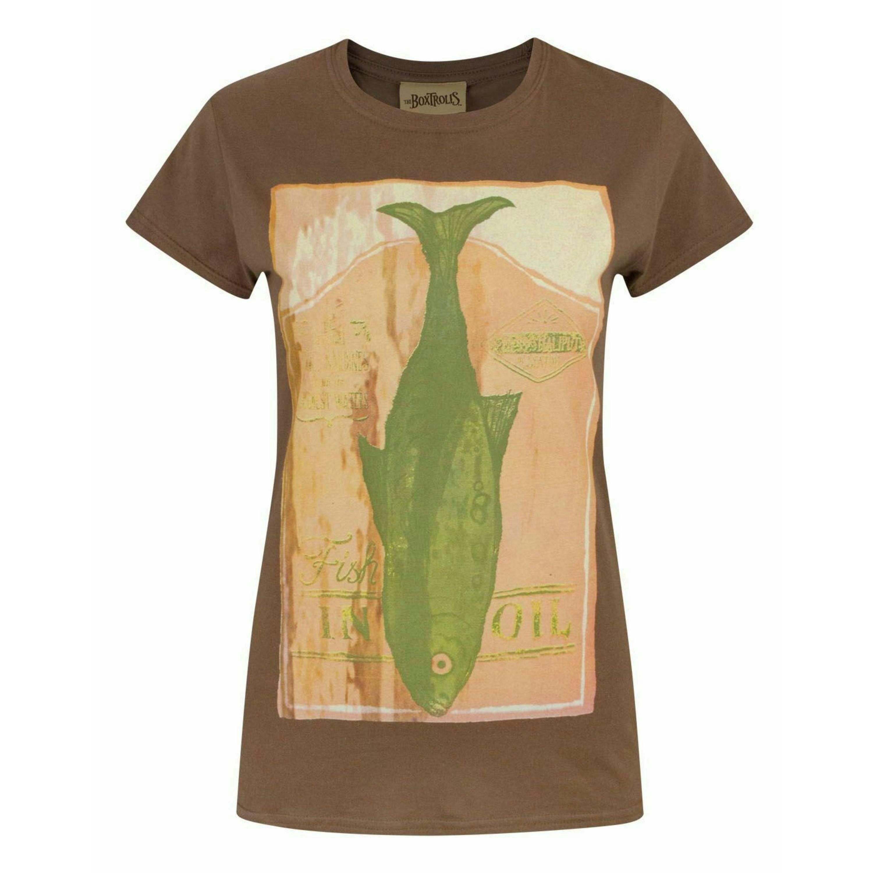 Boxtrolls Womens Brown Fish Short Sleeved T-Shirt by Vanilla Underground , view 1 of 4