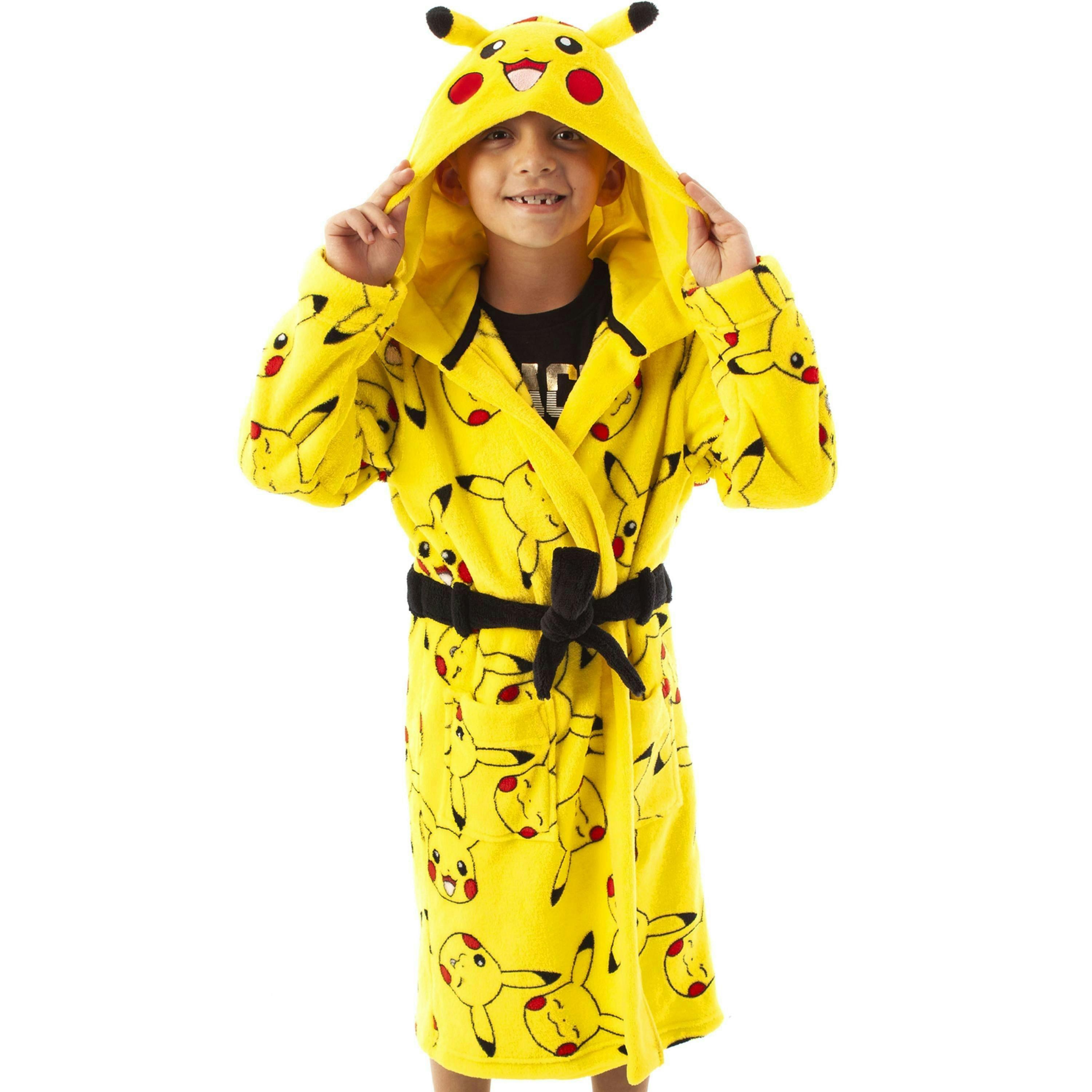 Pokemon Unisex Kids Yellow Pikachu 3D Novelty Hood Bathrobe by Vanilla Underground , view 1 of 6