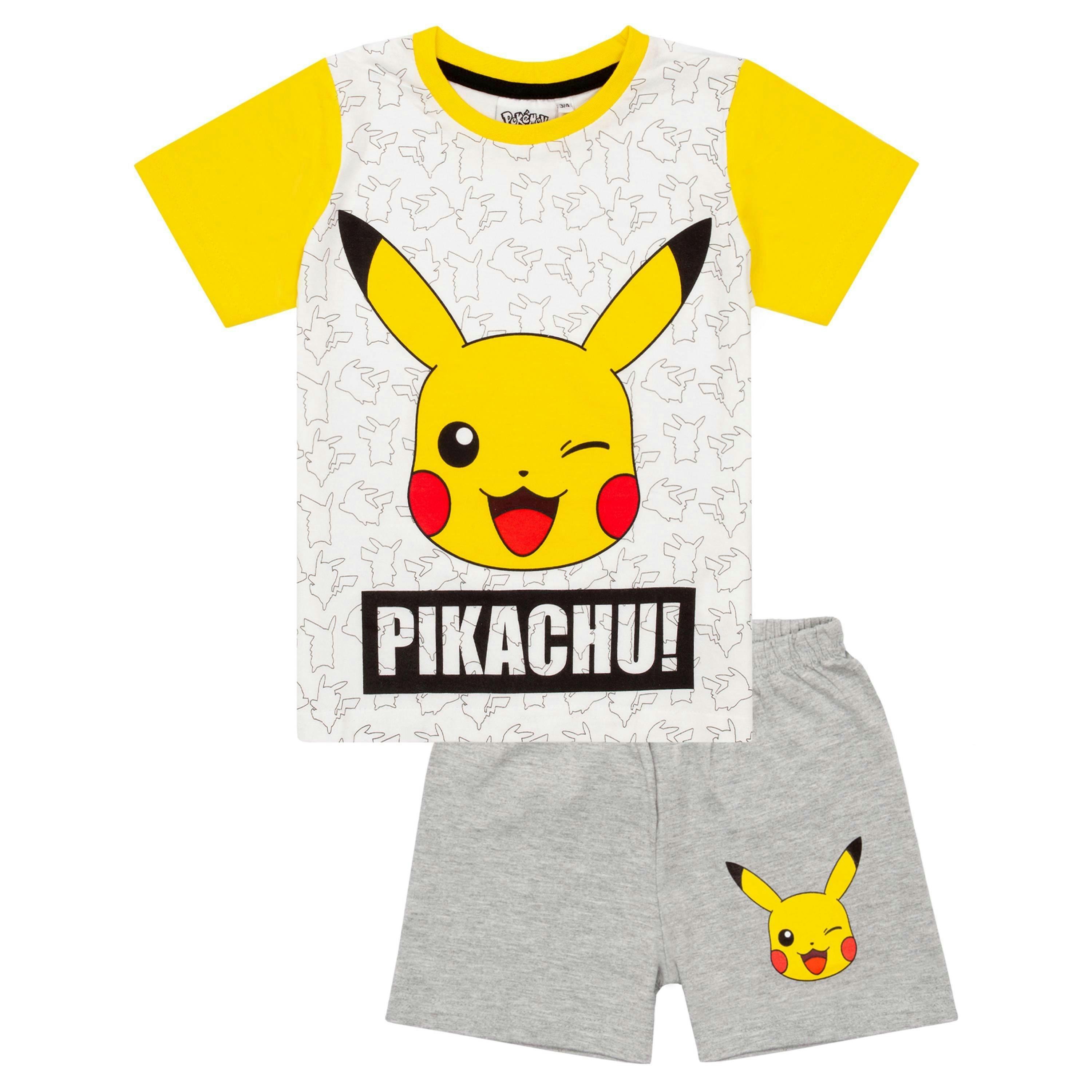 Pokemon Boys White Pikachu Short Sleeve Short Leg Pyjama Set by Vanilla Underground , view 1 of 6