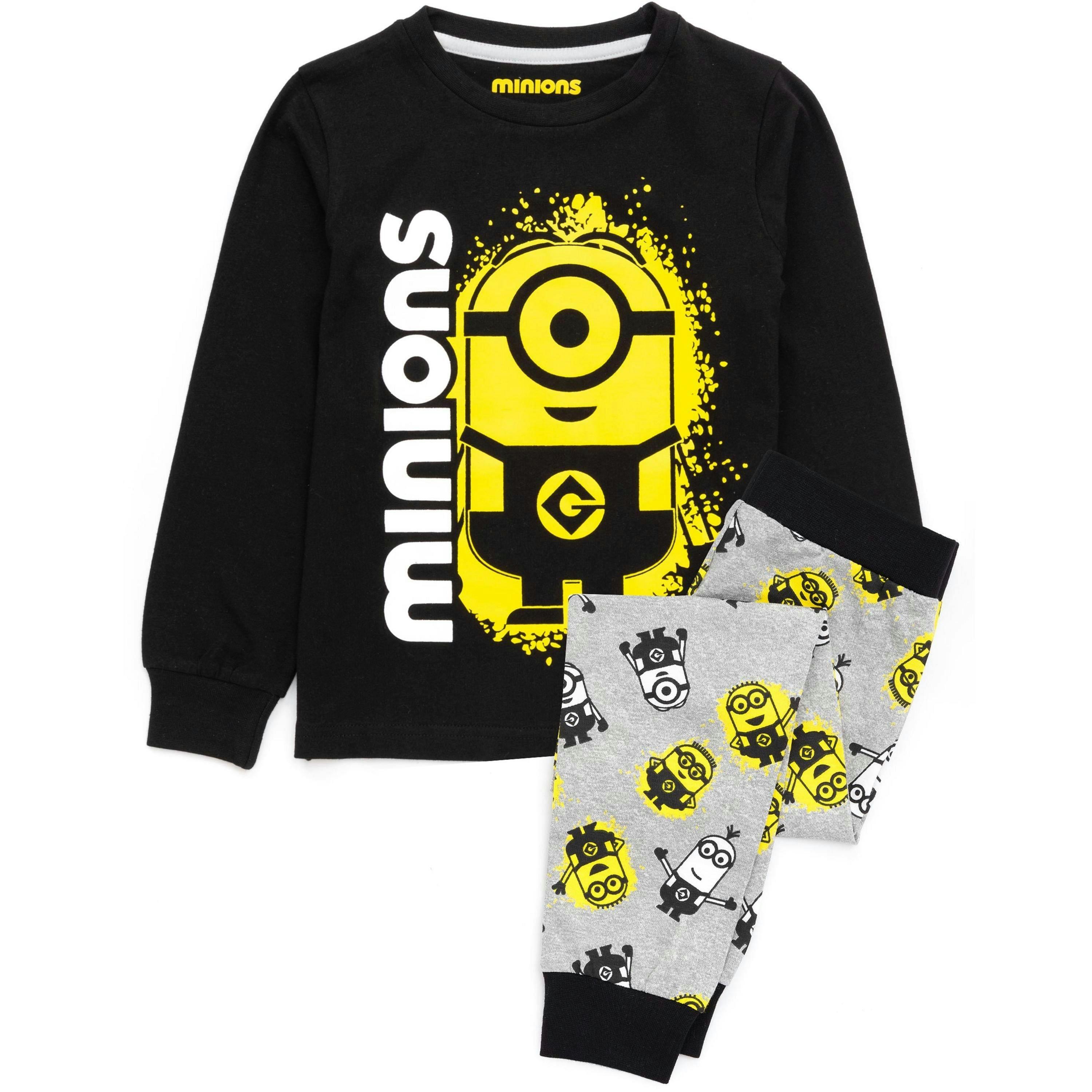 Minions Boys Black Long Sleeve Long Leg Pyjama Set by Vanilla Underground , view 1 of 5