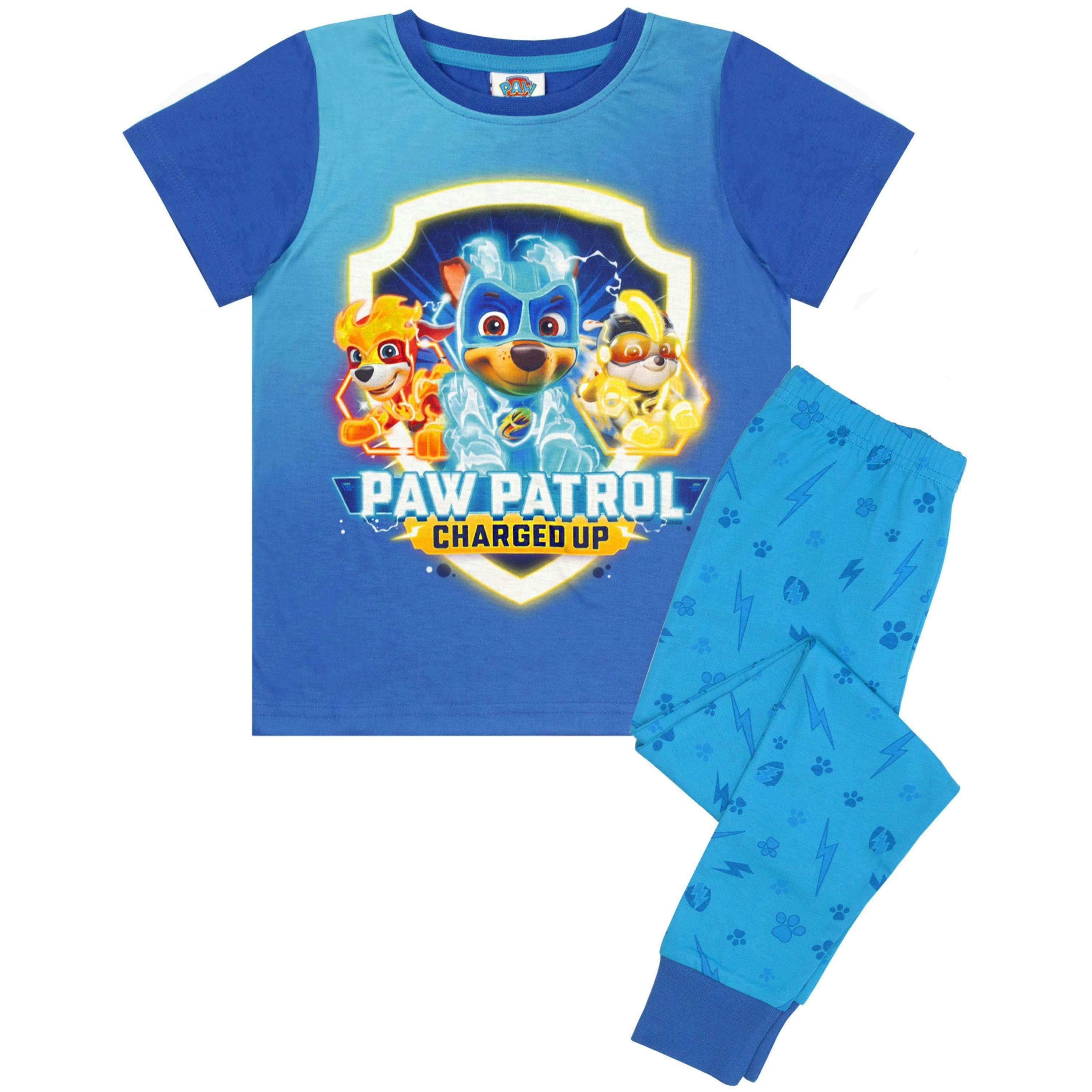 Paw Patrol Boys Blue Short Sleeve Long Leg Pyjama Set by Vanilla Underground , view 1 of 6