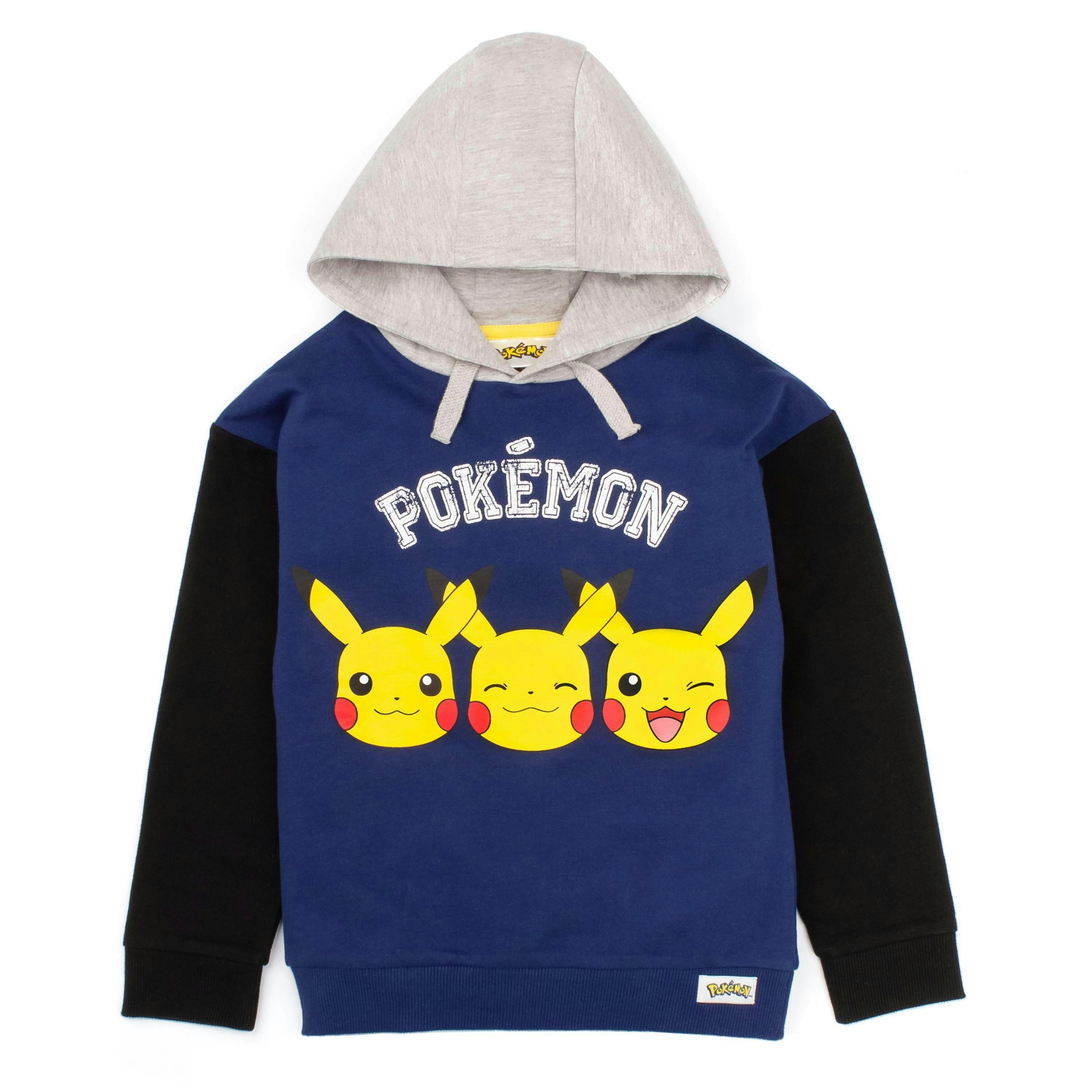 Pokemon Boys Blue Pikachu Placement Print Hoodie by Vanilla Underground , view 1 of 5