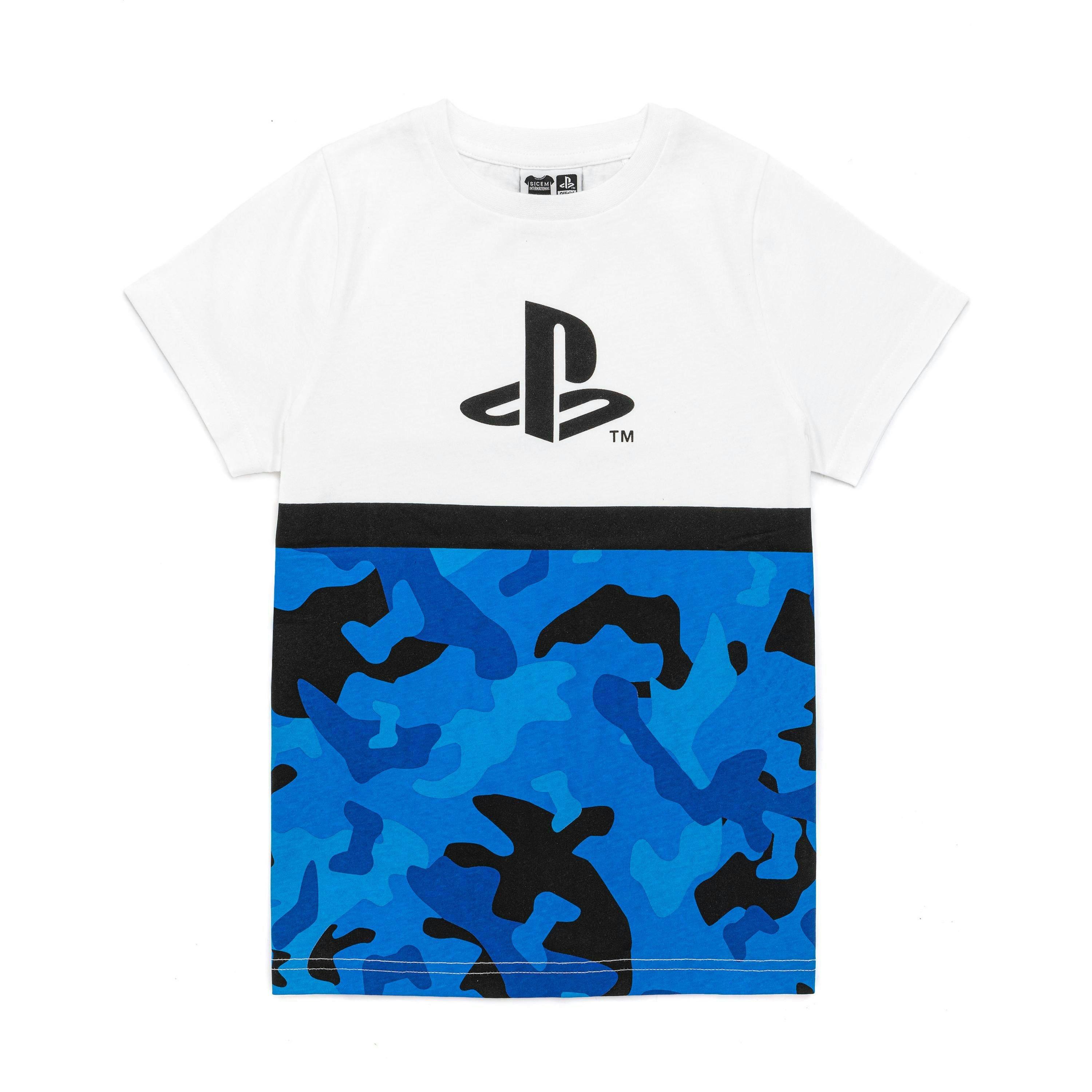 PlayStation Boys White Logo & Camo Print Short Sleeved T-Shirt by Vanilla Underground , view 1 of 6