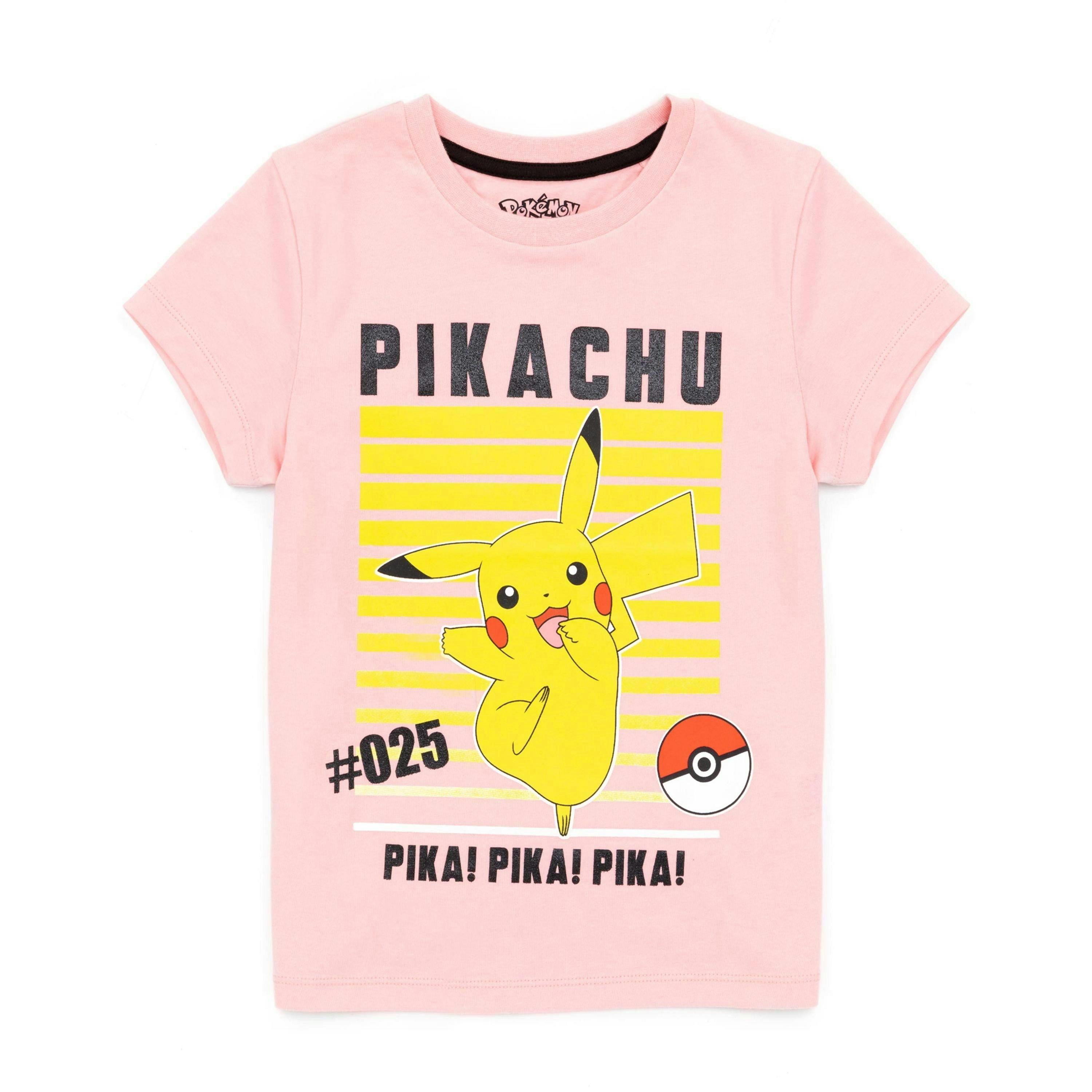 Pokemon Girls Pink Pikachu Placement Print Short Sleeved T-Shirt by Vanilla Underground , view 1 of 5