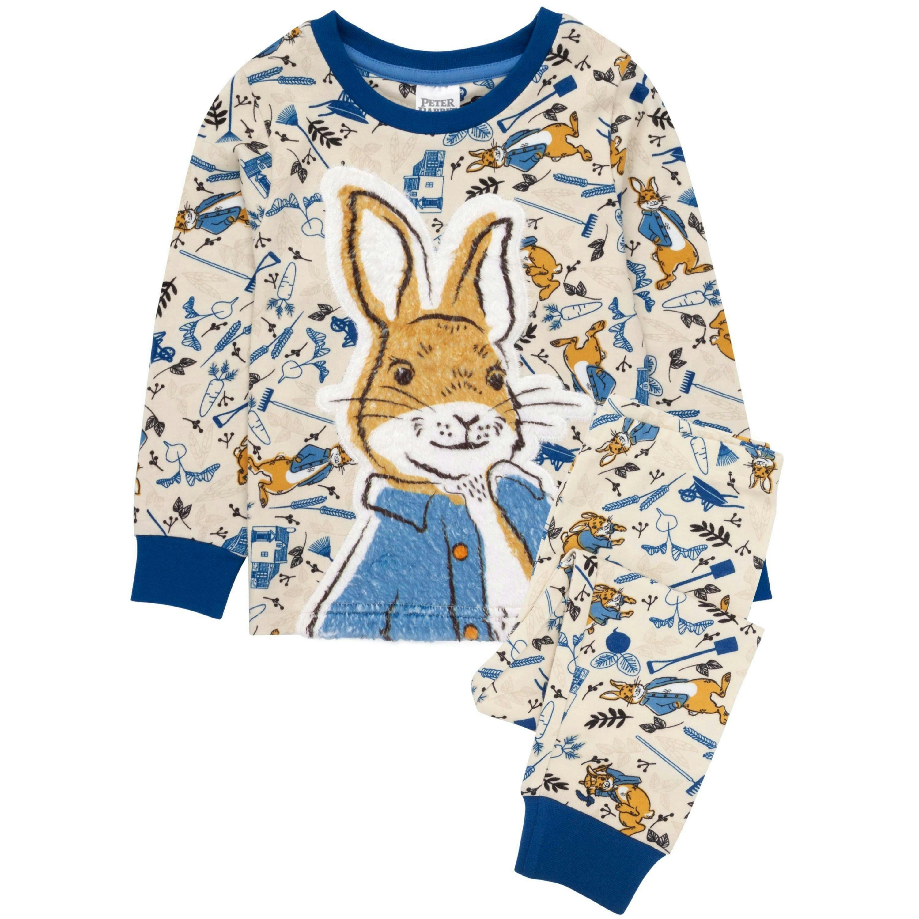 Peter Rabbit Boys Blue Peter Rabbit All-Over Print Long Sleeve Long Leg Pyjama Set by Vanilla Underground , view 1 of 6