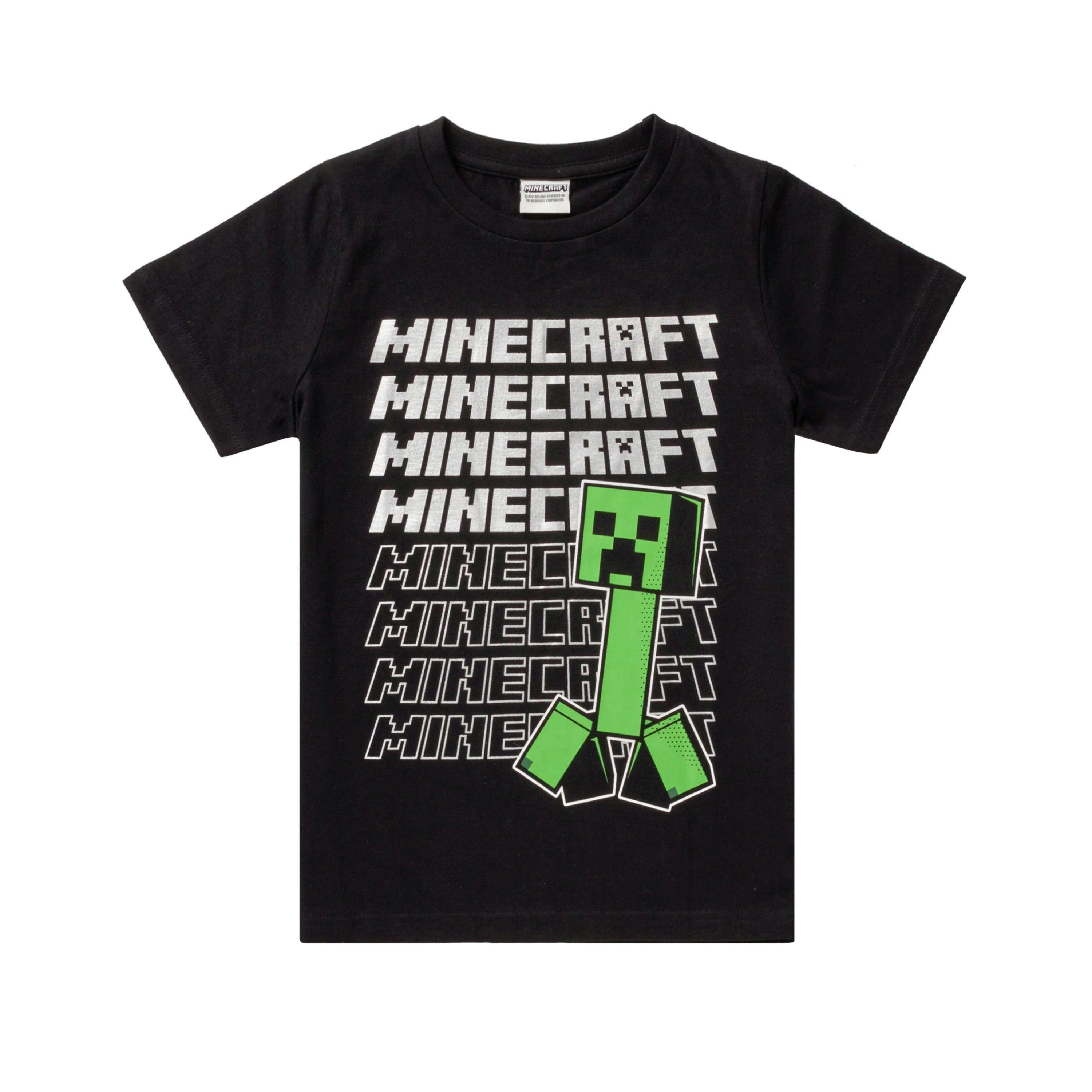 Minecraft Boys Black Creeper & Logo Placement Print Short Sleeved T-Shirt by Vanilla Underground , view 1 of 5