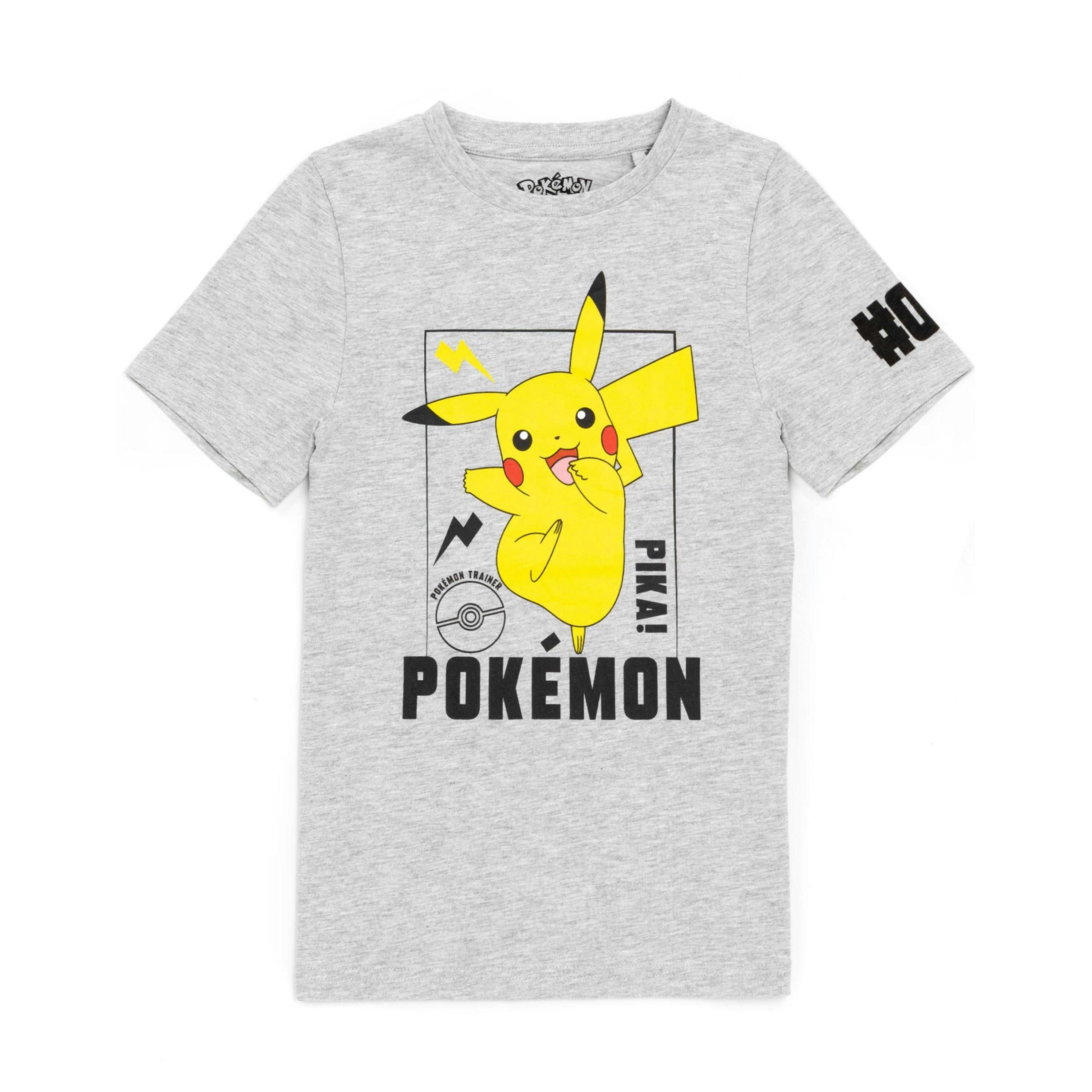 Pokemon Boys Grey Pikachu Short Sleeved T-Shirt by Vanilla Underground , view 1 of 6