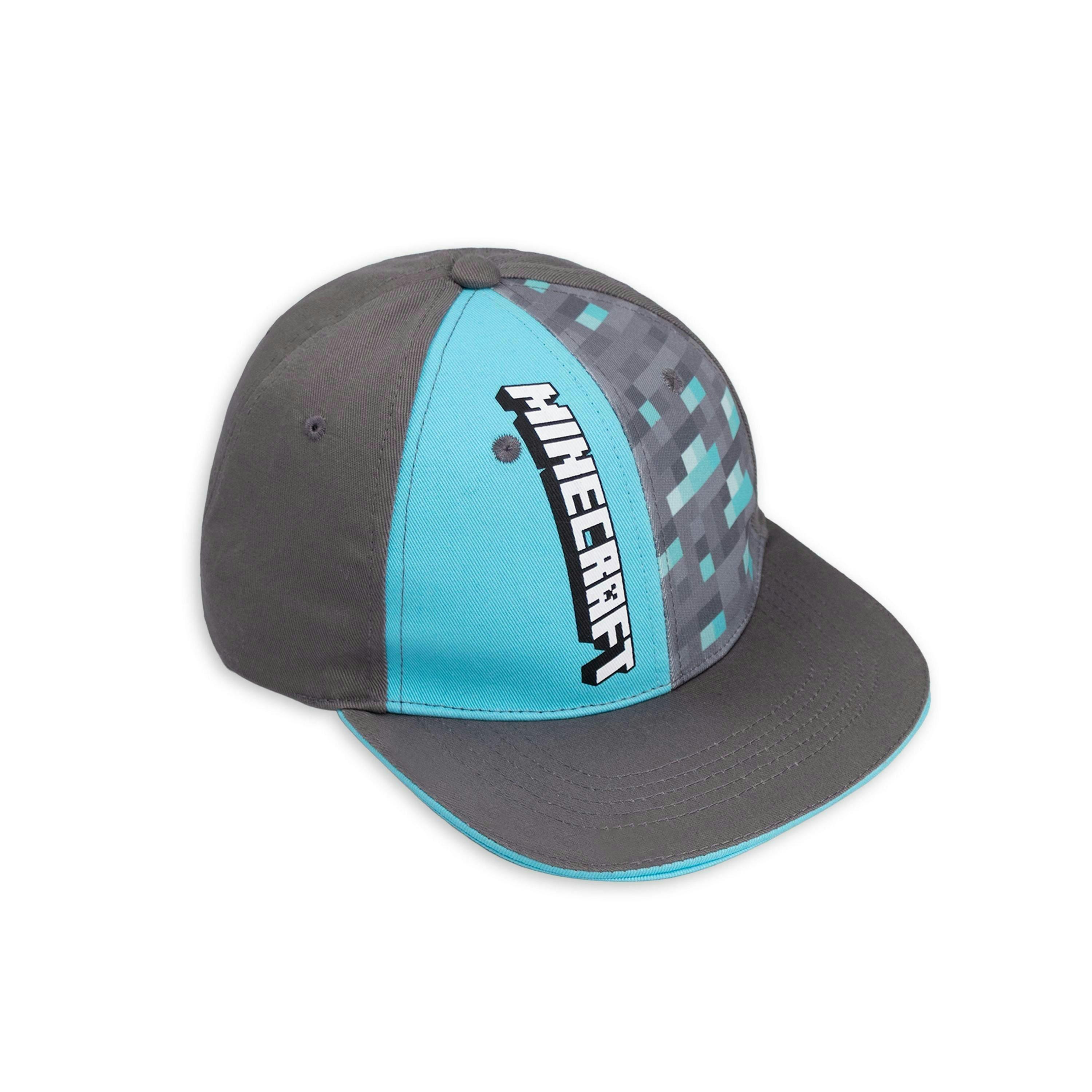 Minecraft Boys Grey Diamond Pixel Print - Cut & Sew Snapback Flat Cap by Vanilla Underground , view 1 of 6