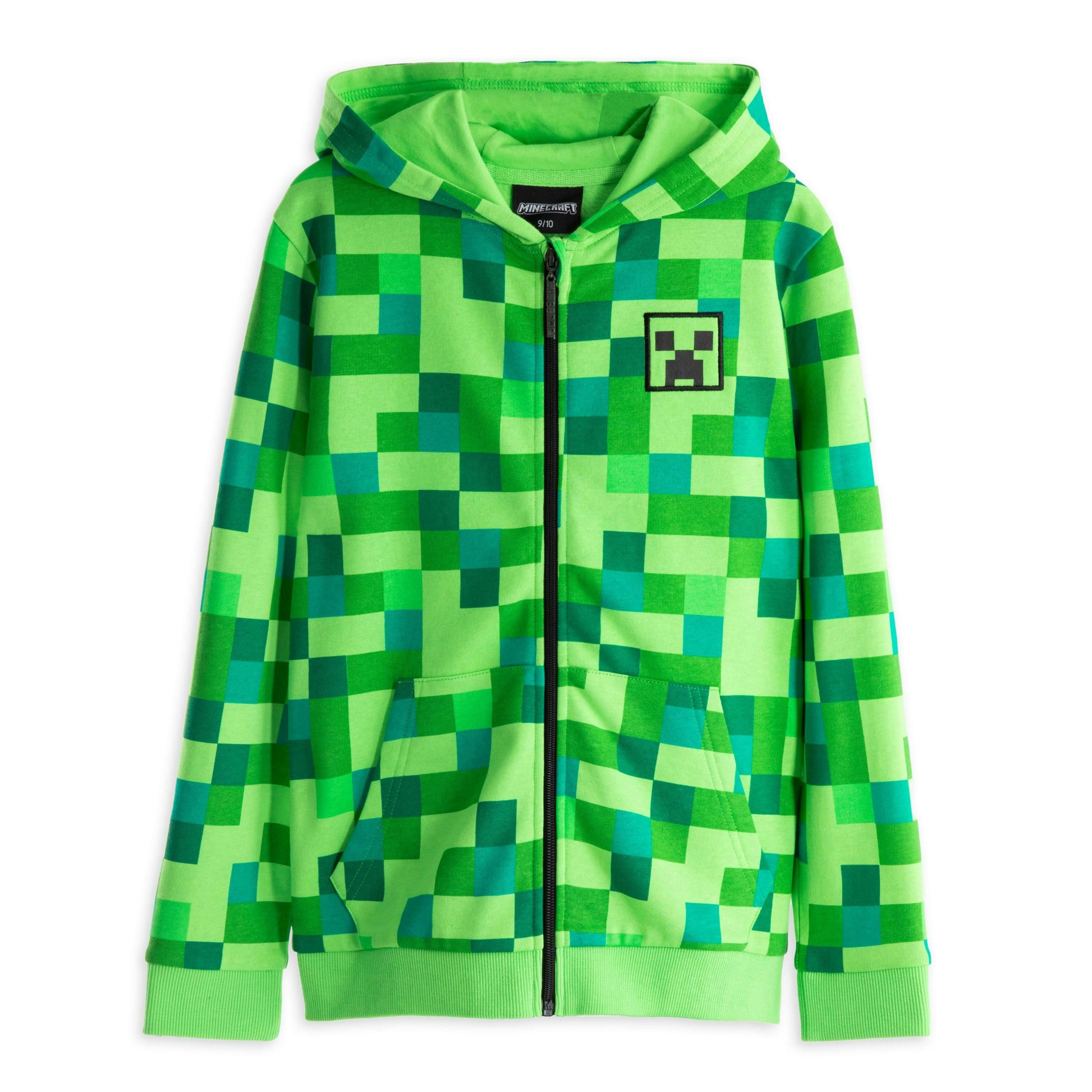 Minecraft Boys Green Creeper Placement Print Hoodie by Vanilla Underground , view 1 of 6