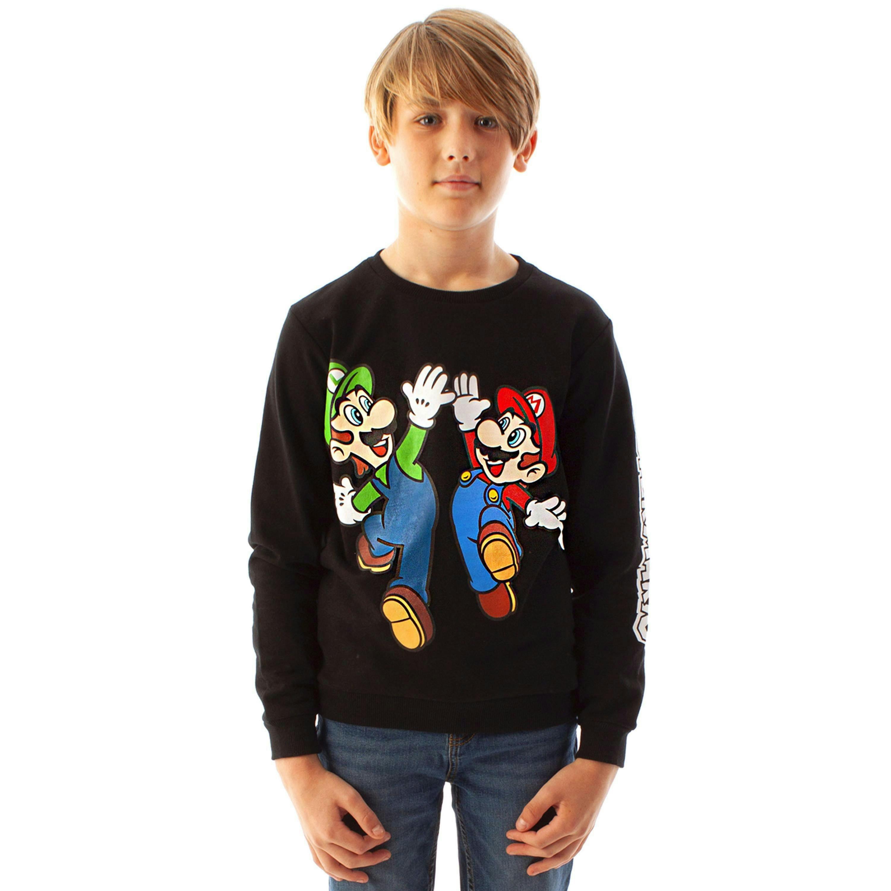 Nintendo Boys Black Multi-Character Placement Print Sweatshirt by Vanilla Underground , view 1 of 6