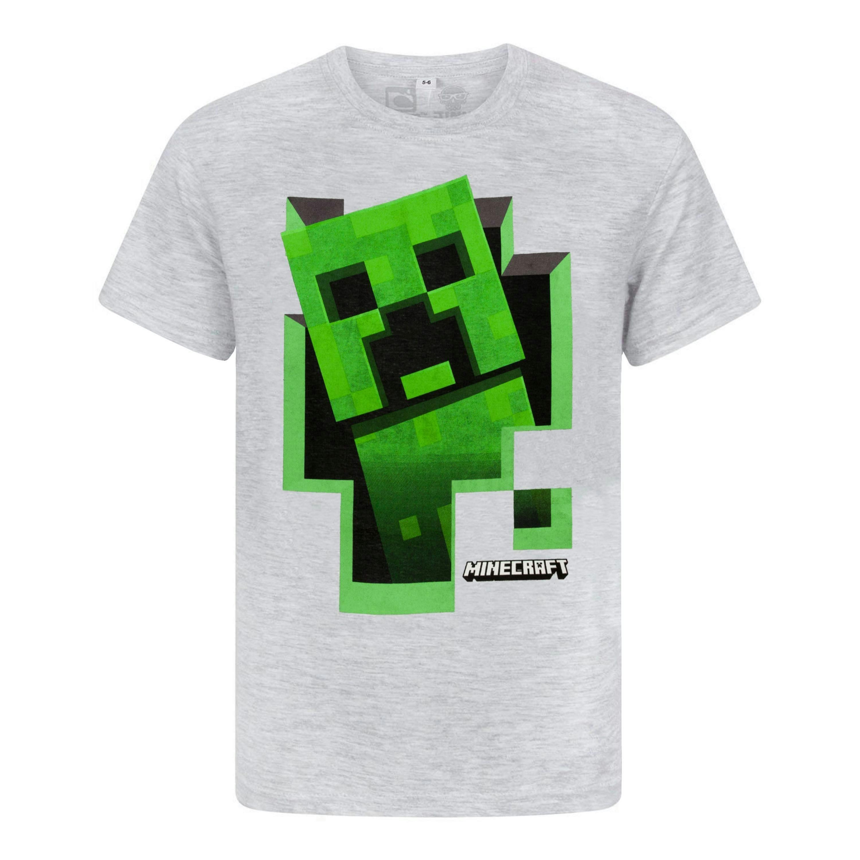 Minecraft Boys Black Large Creeper Character Print Short Sleeved T-Shirt by Vanilla Underground , view 1 of 4