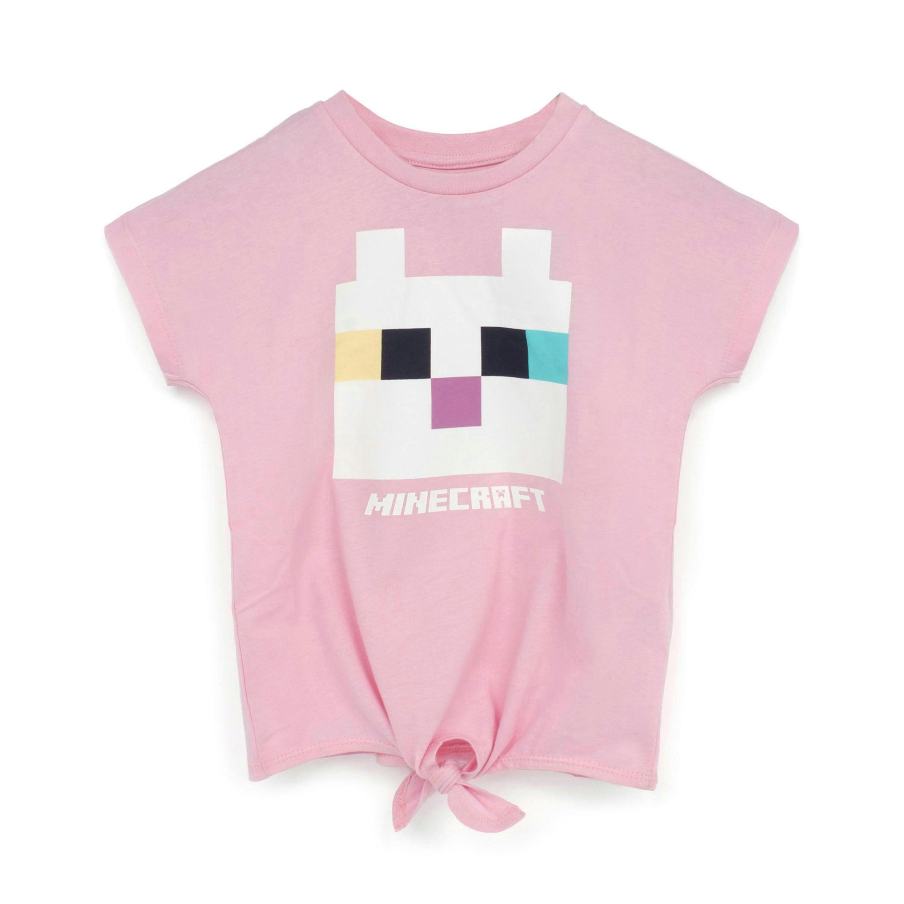 Minecraft Girls Pink Kitty Cat Short Sleeved T-Shirt by Vanilla Underground , view 1 of 5