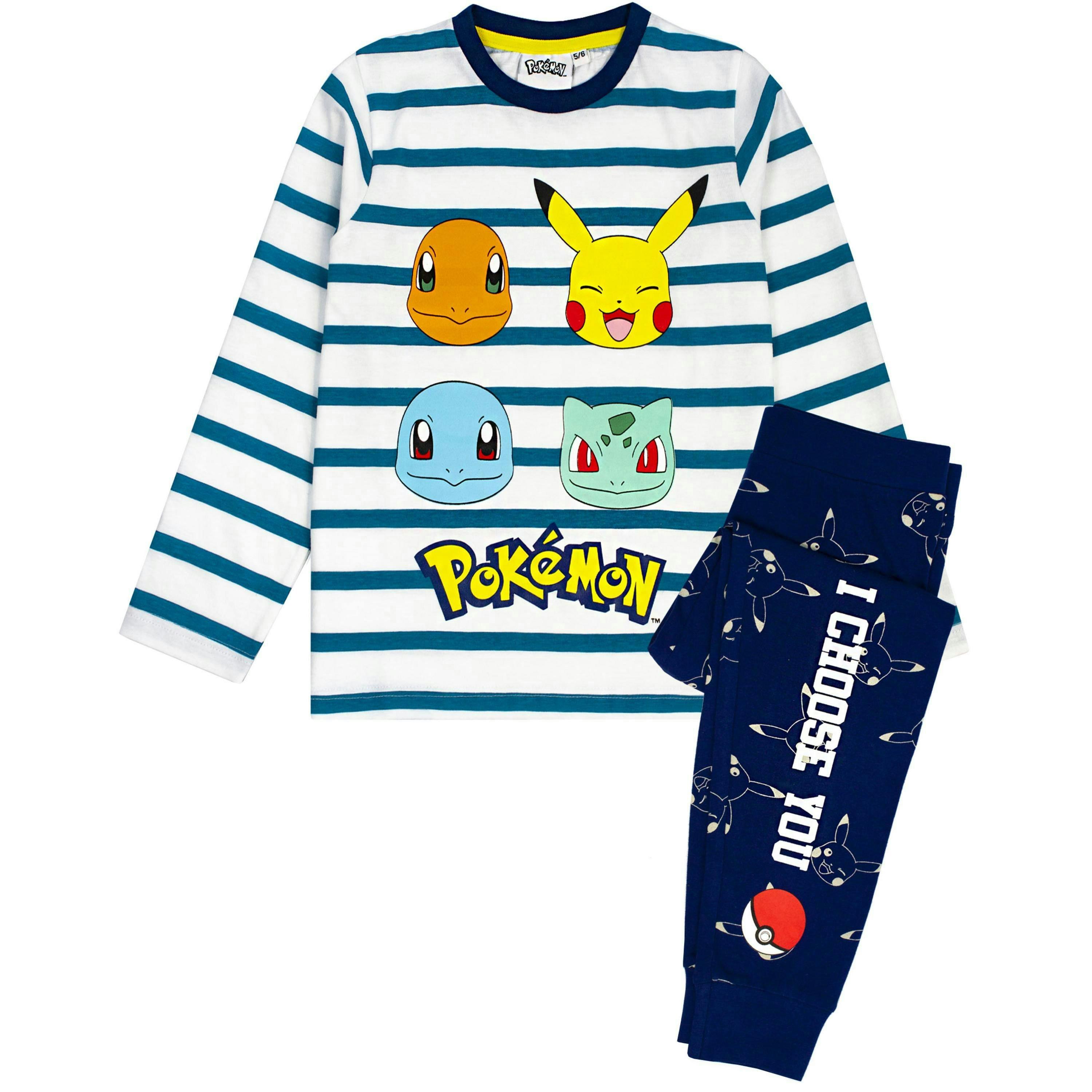 Pokemon Unisex Kids White Multi Character Long Sleeve Long Leg Pyjama Set by Vanilla Underground , view 1 of 6