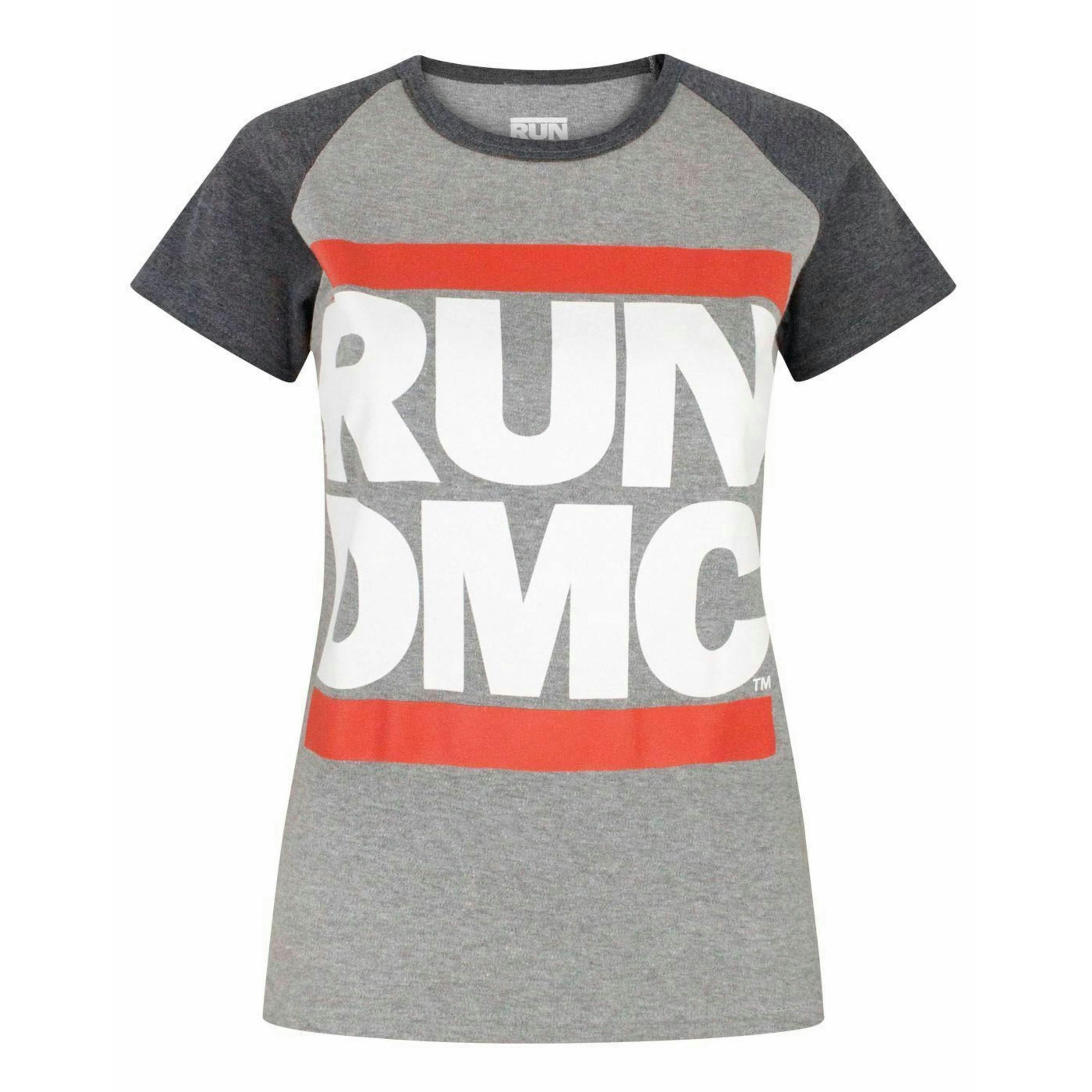 Run DMC Womens Grey Raglan Short Sleeved T-Shirt by Vanilla Underground , view 1 of 4