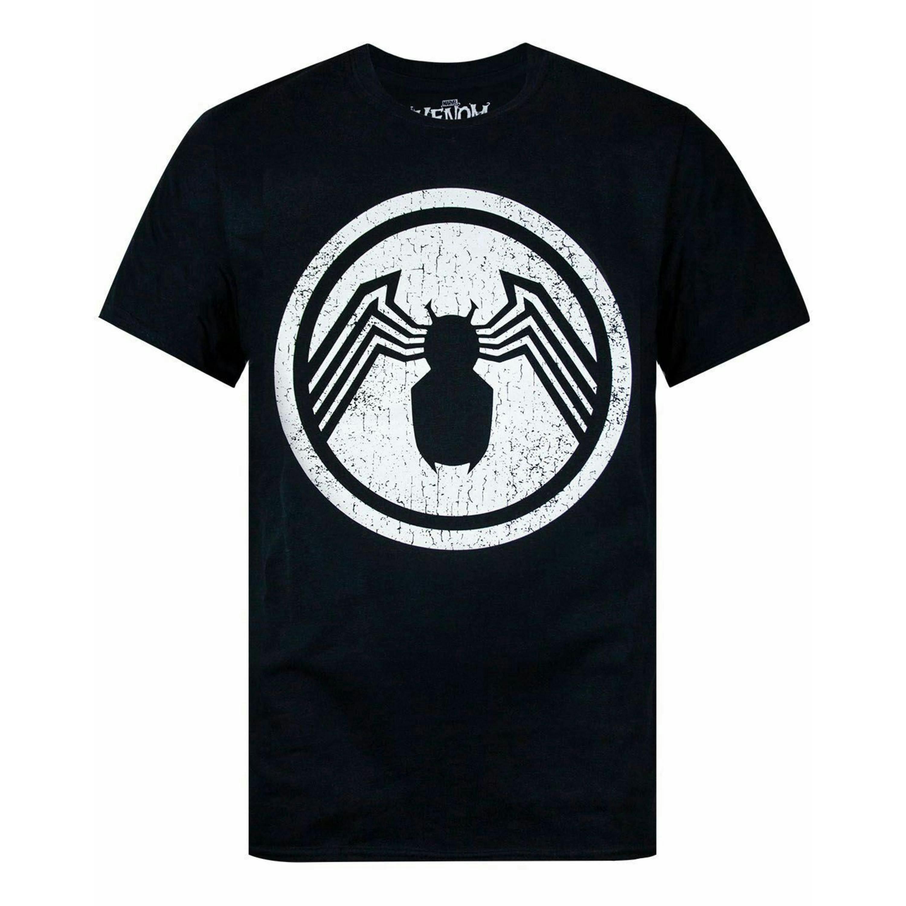 Marvel Mens Black Venom Logo Short Sleeved T-Shirt by Vanilla Underground , view 1 of 4