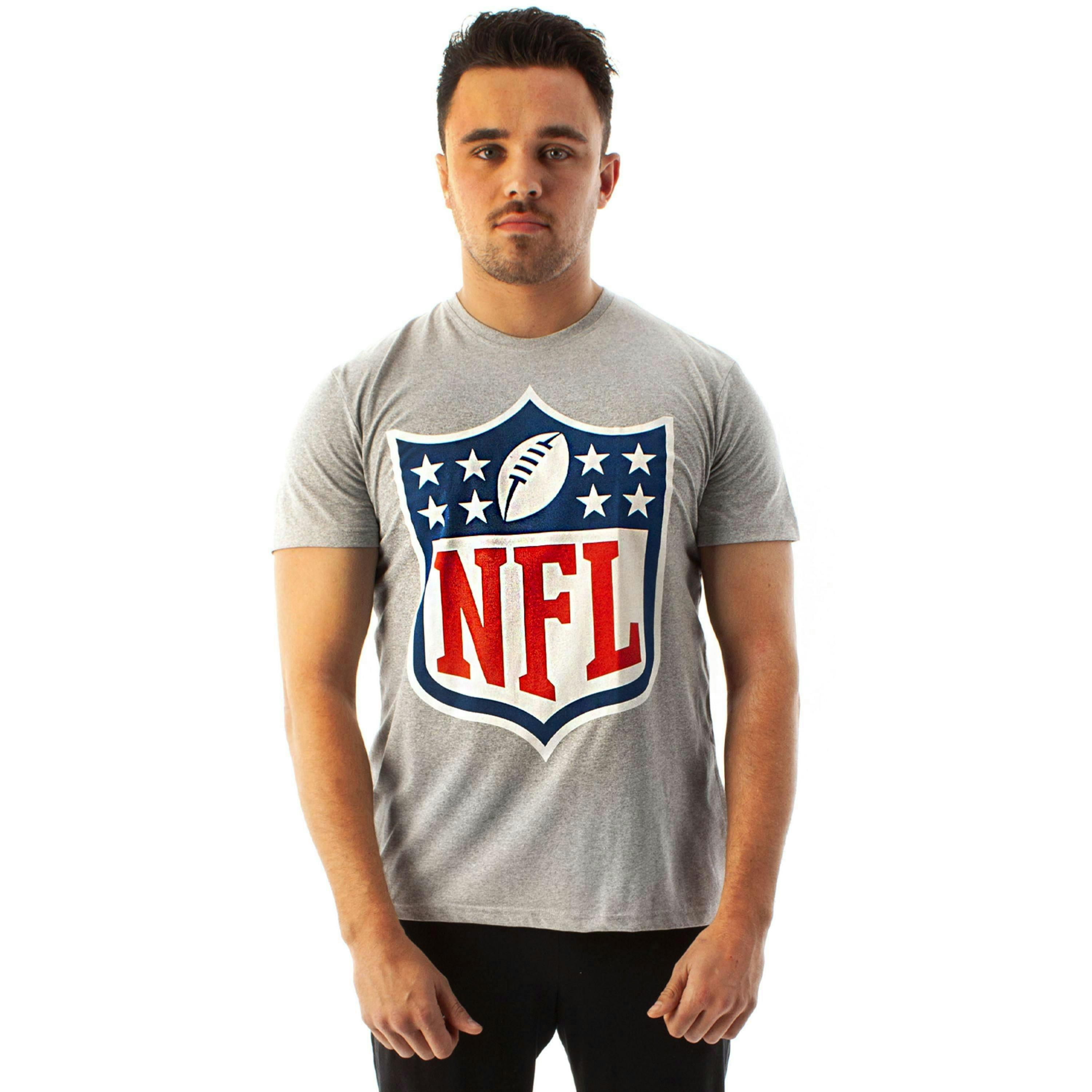 NFL Mens Grey Shield Logo Short Sleeved T-Shirt by Vanilla Underground , view 1 of 5