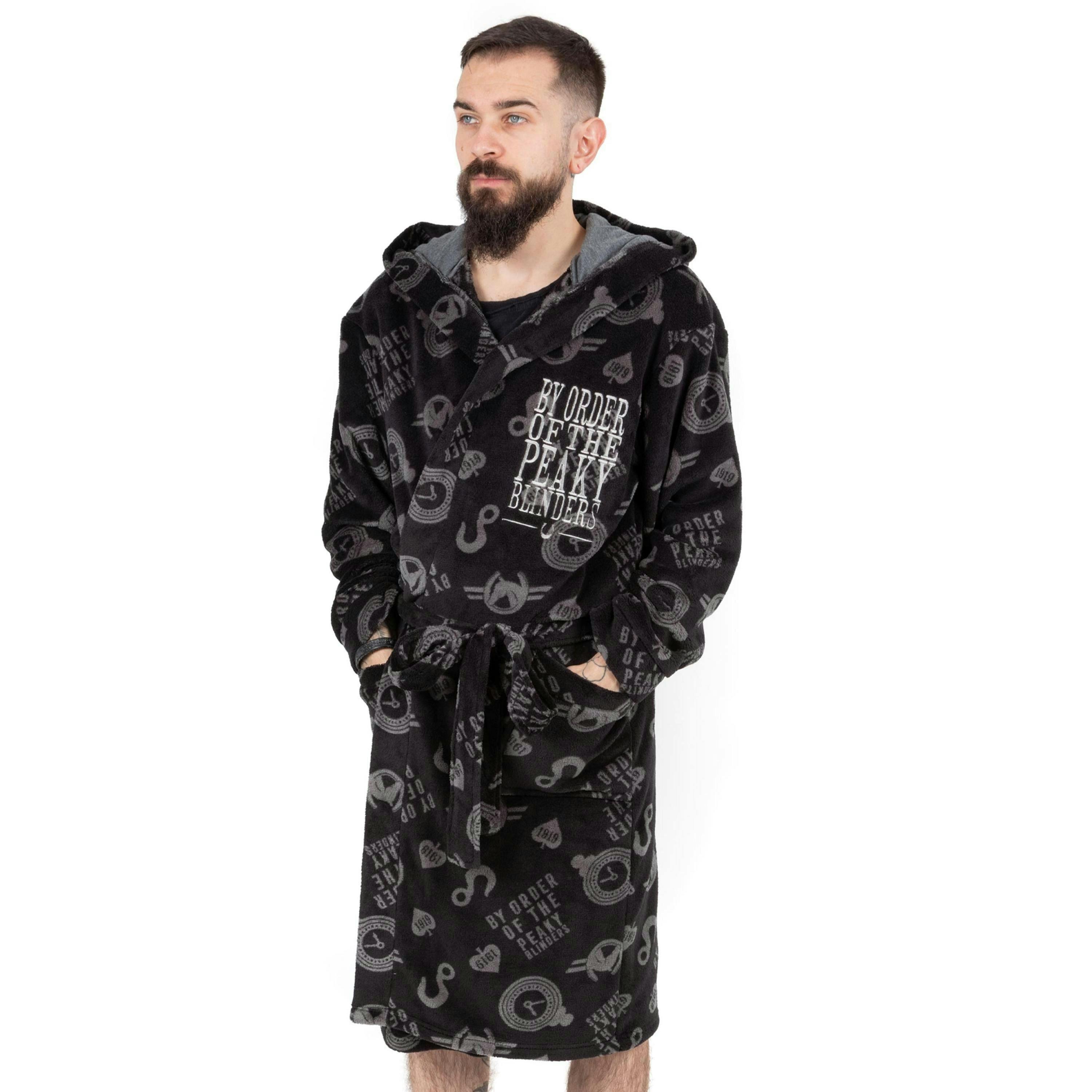 Peaky Blinders Mens Black Icons Bathrobe [dis] by Vanilla Underground , view 1 of 6
