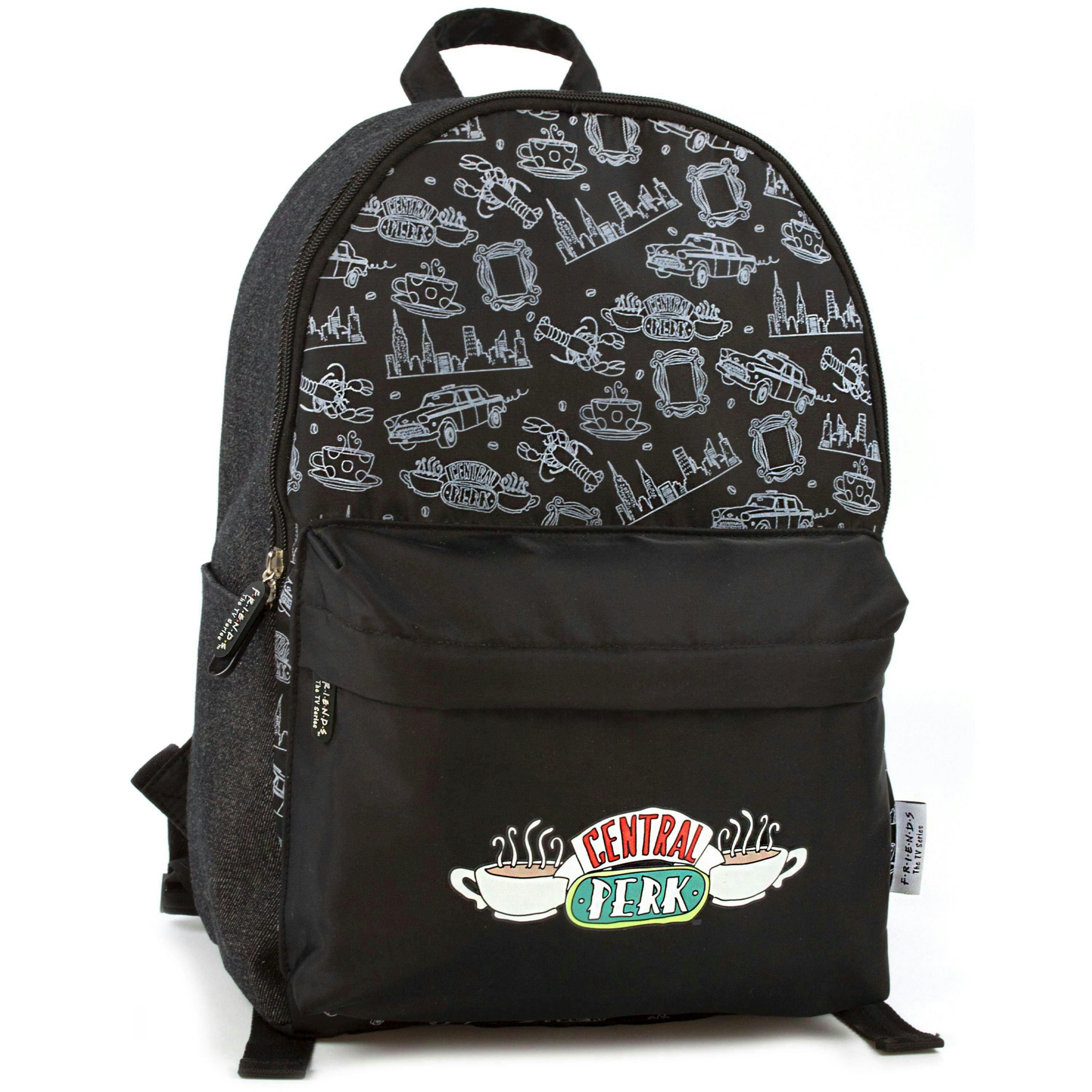 Friends Unisex Kids Black Central Perk Logo Backpack (One Size) by Vanilla Underground , view 1 of 5